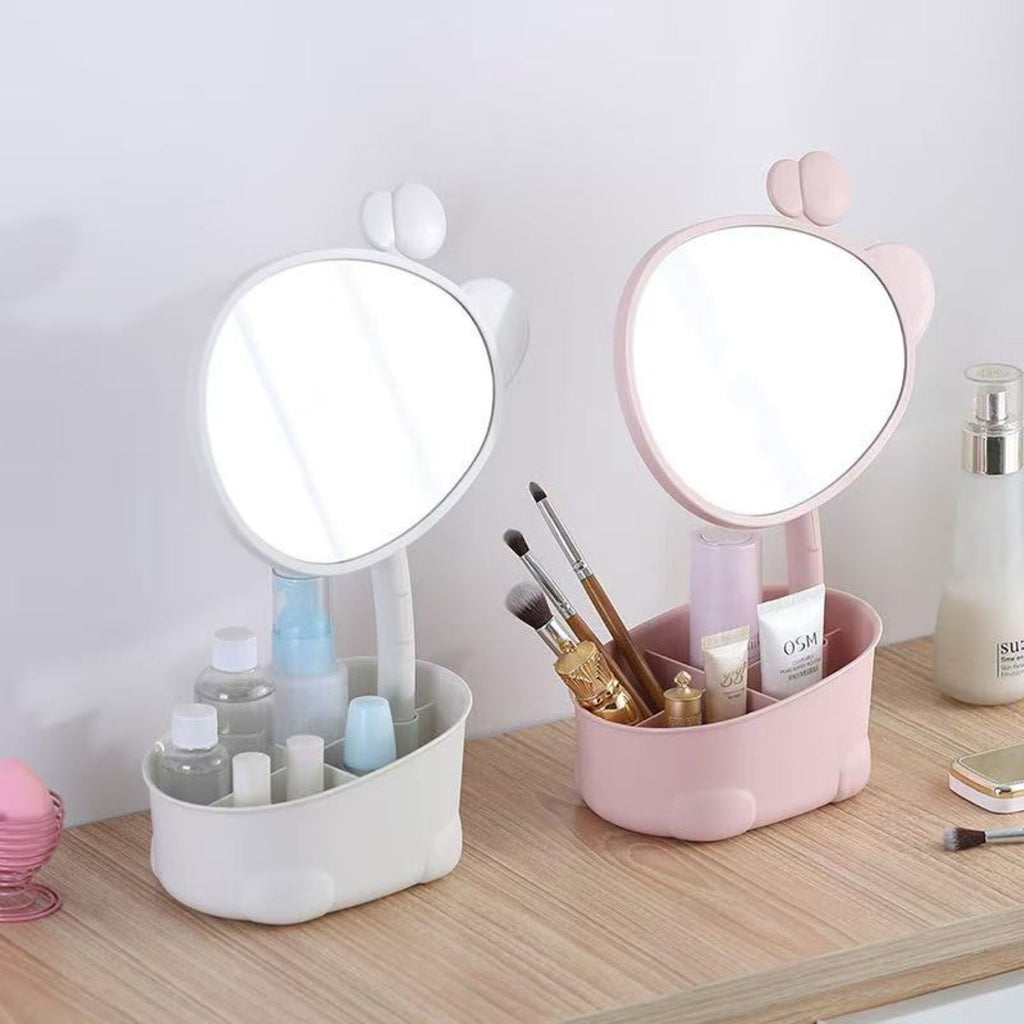 Desktop Cartoon Makeup Mirror Storage Box