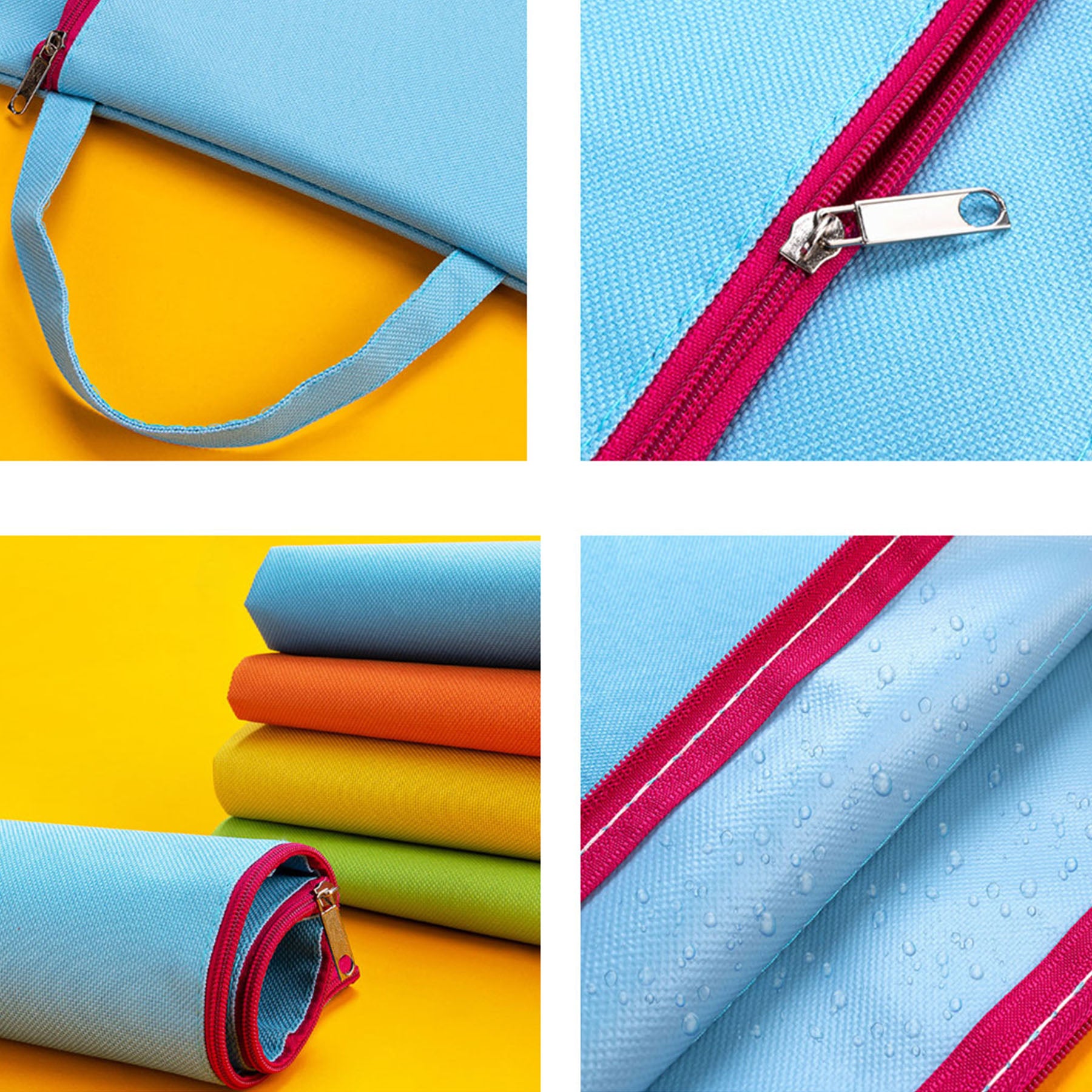 Portable A4 Handle Zipper File Bags All Over Printing