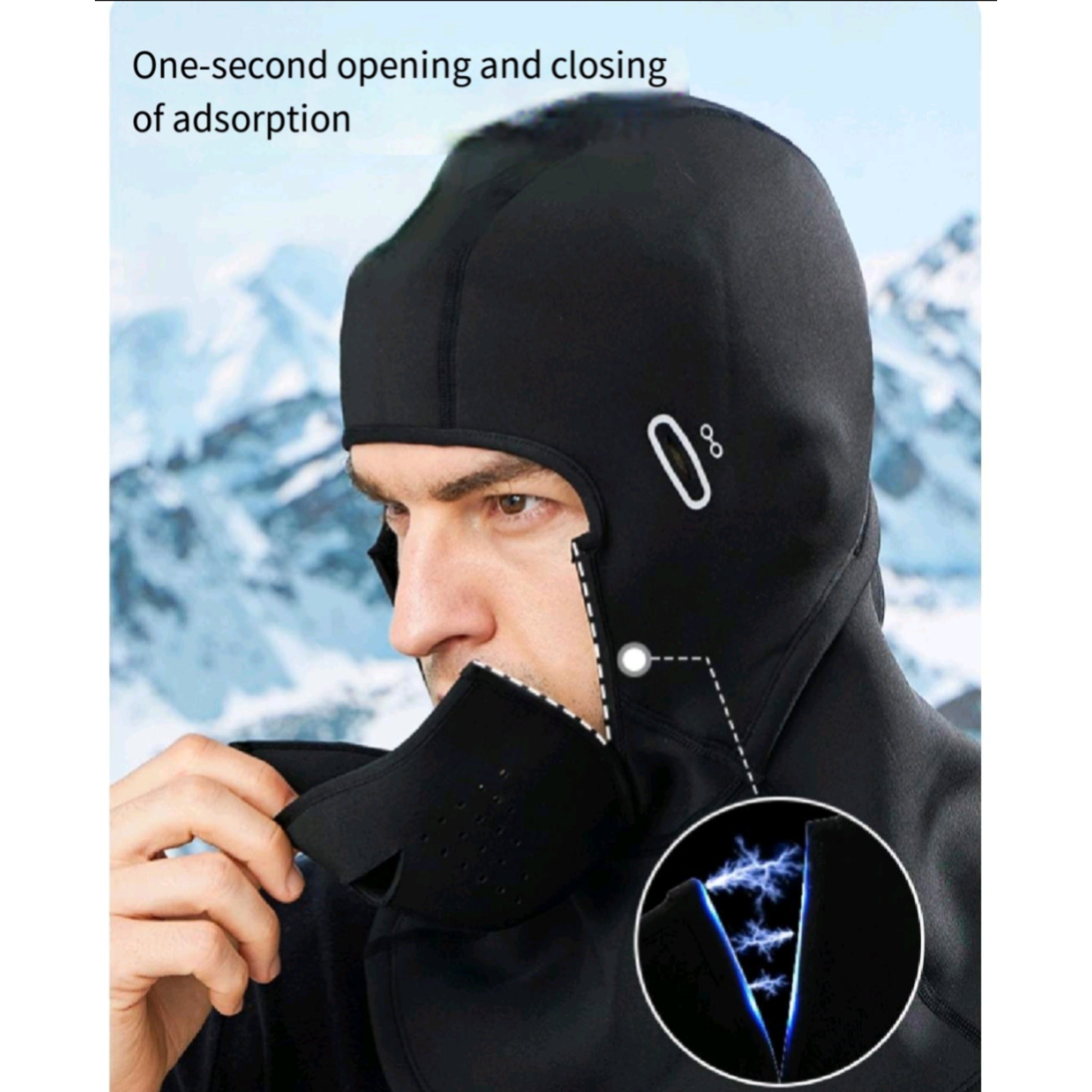 Magnetic Ski Balaclava Windproof Bamboo Polar Fleece Warmth