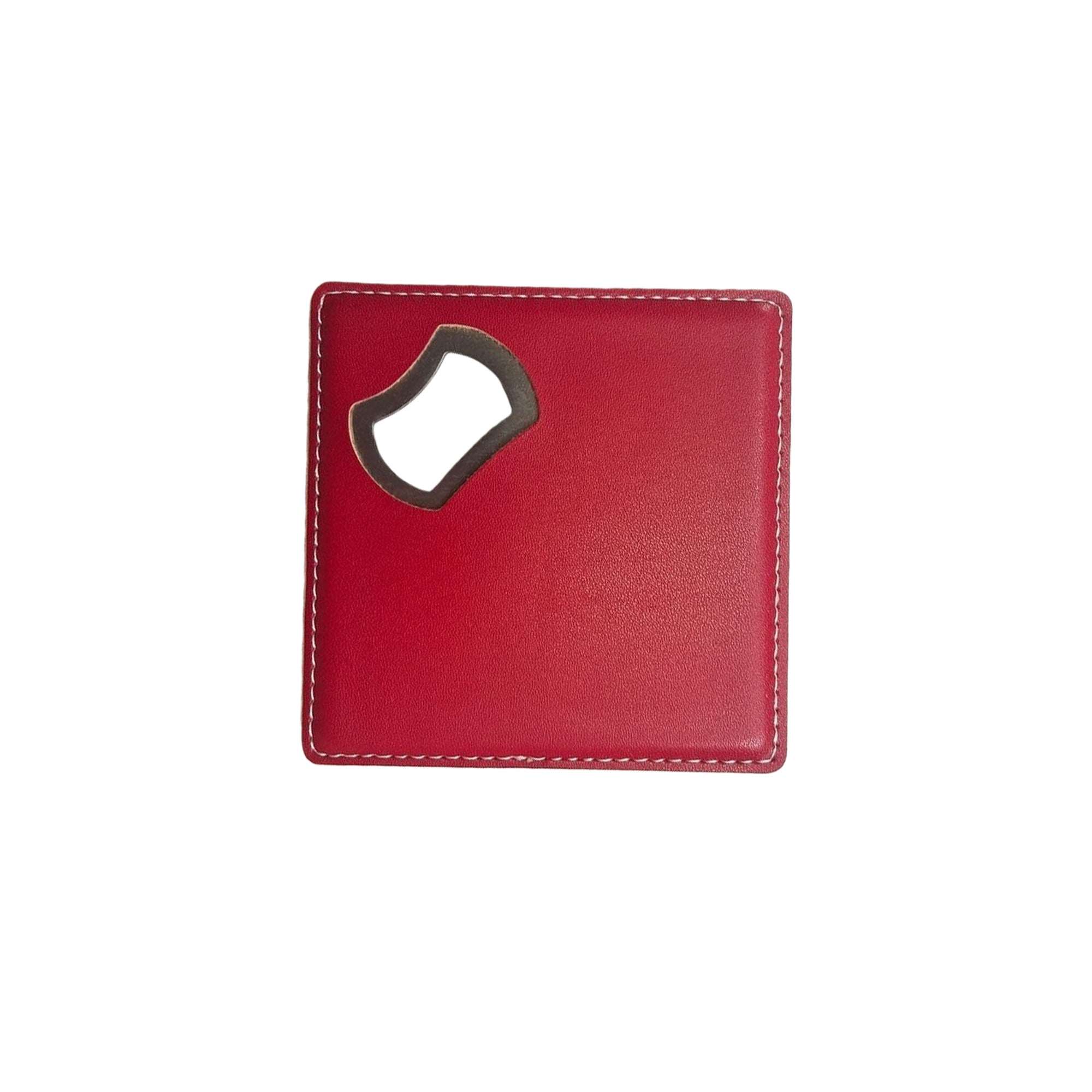 3.8 Inch Pu Leather Drink Coaster With Bottle Opener