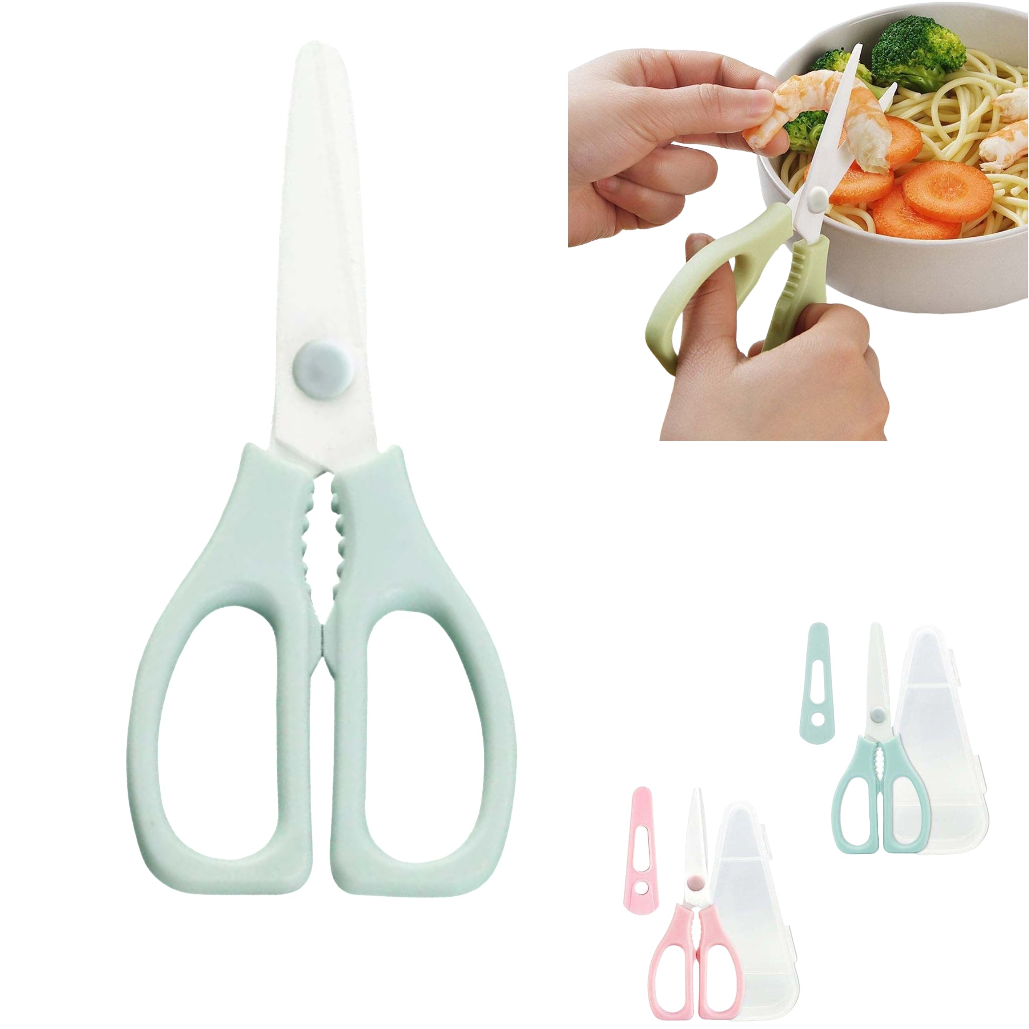 Ceramic Baby Food Scissors Portable Case BPA Free