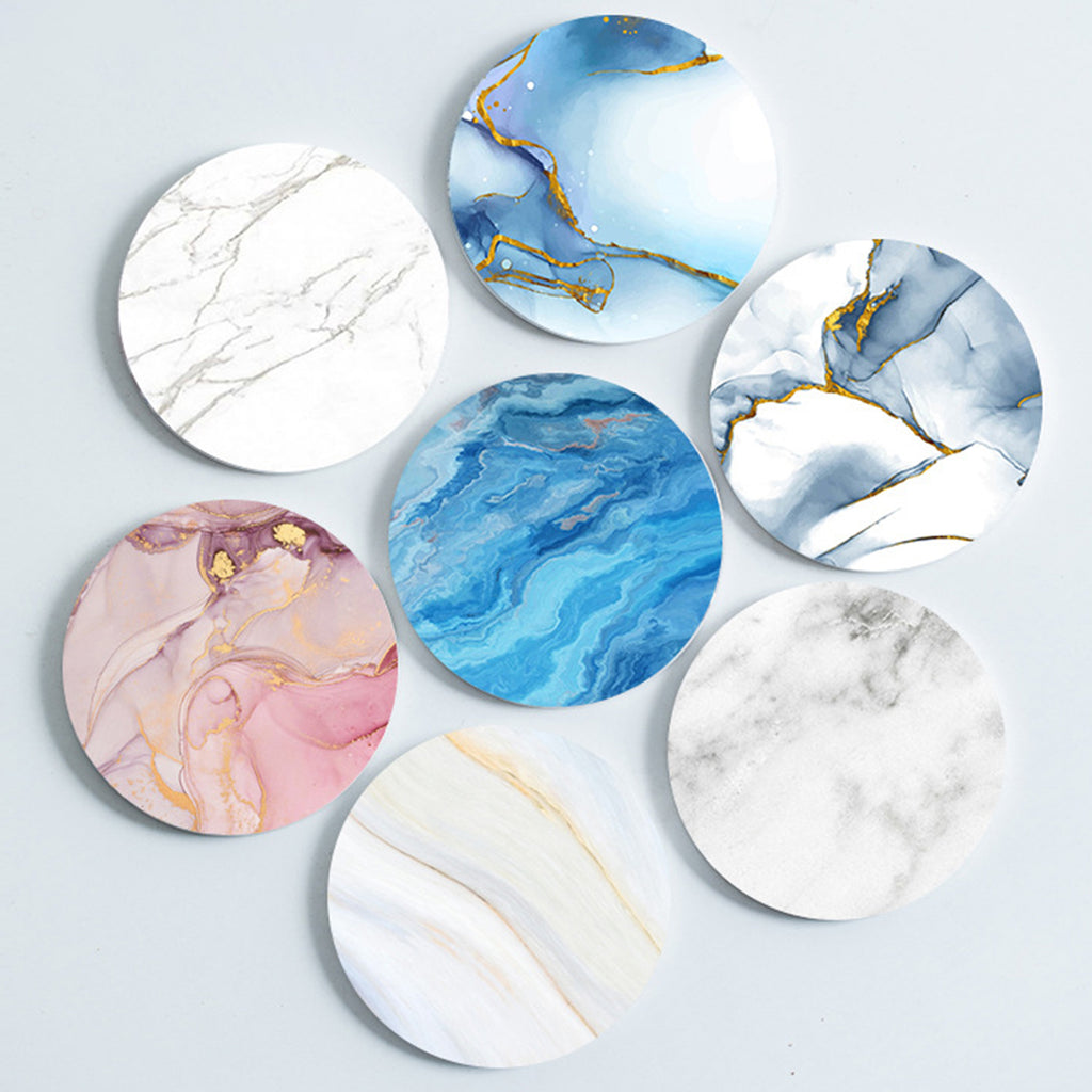 Marble Style Ceramic Drink Coaster For Tabletop Protection
