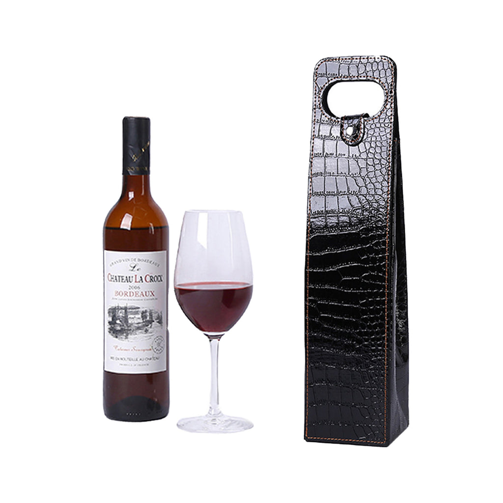 Reusable A Bottle Of Leather Wine Tote Bag