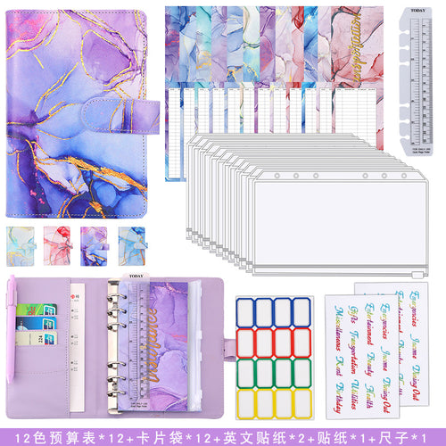 A6 Colorful Marble Style PU Budget Planner Notebook