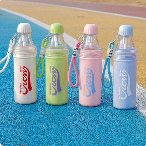 22oz Removable Plastic Sports Bottle With Straw And Handle