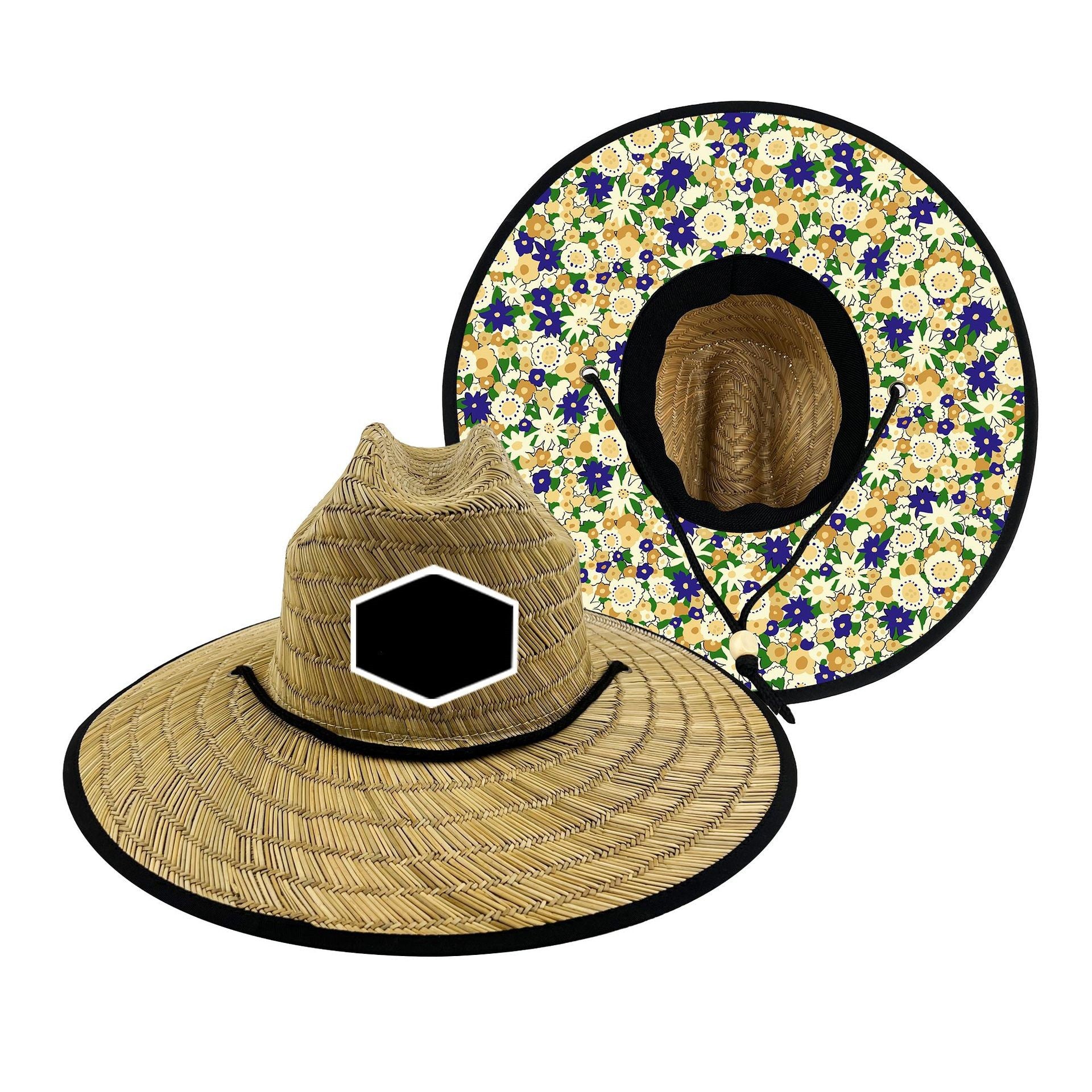 Lifeguard Straw Hat W/Custom Patch & Underneath
