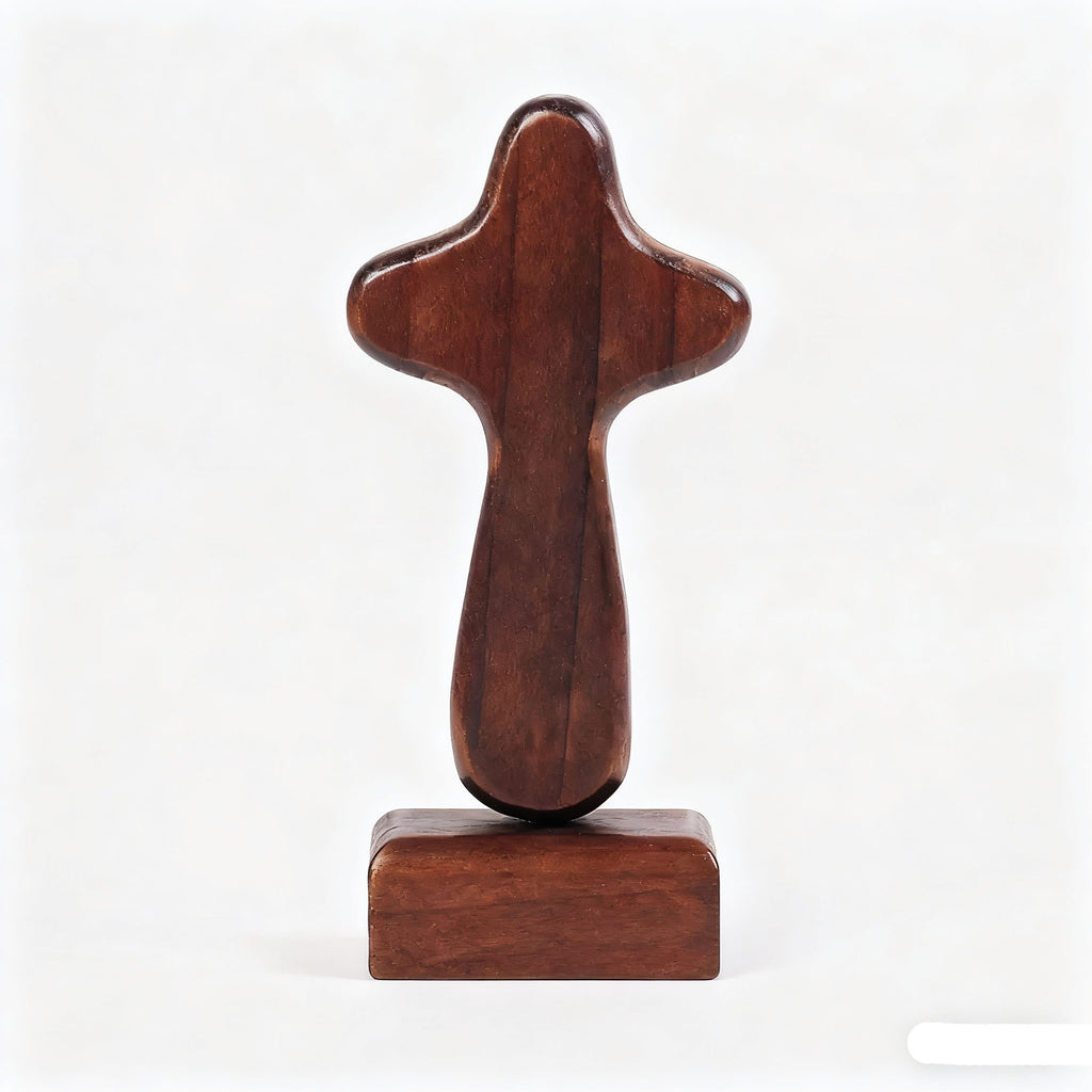 Handcrafted Pine Wood Magnetic Cross with Base Joint Cross