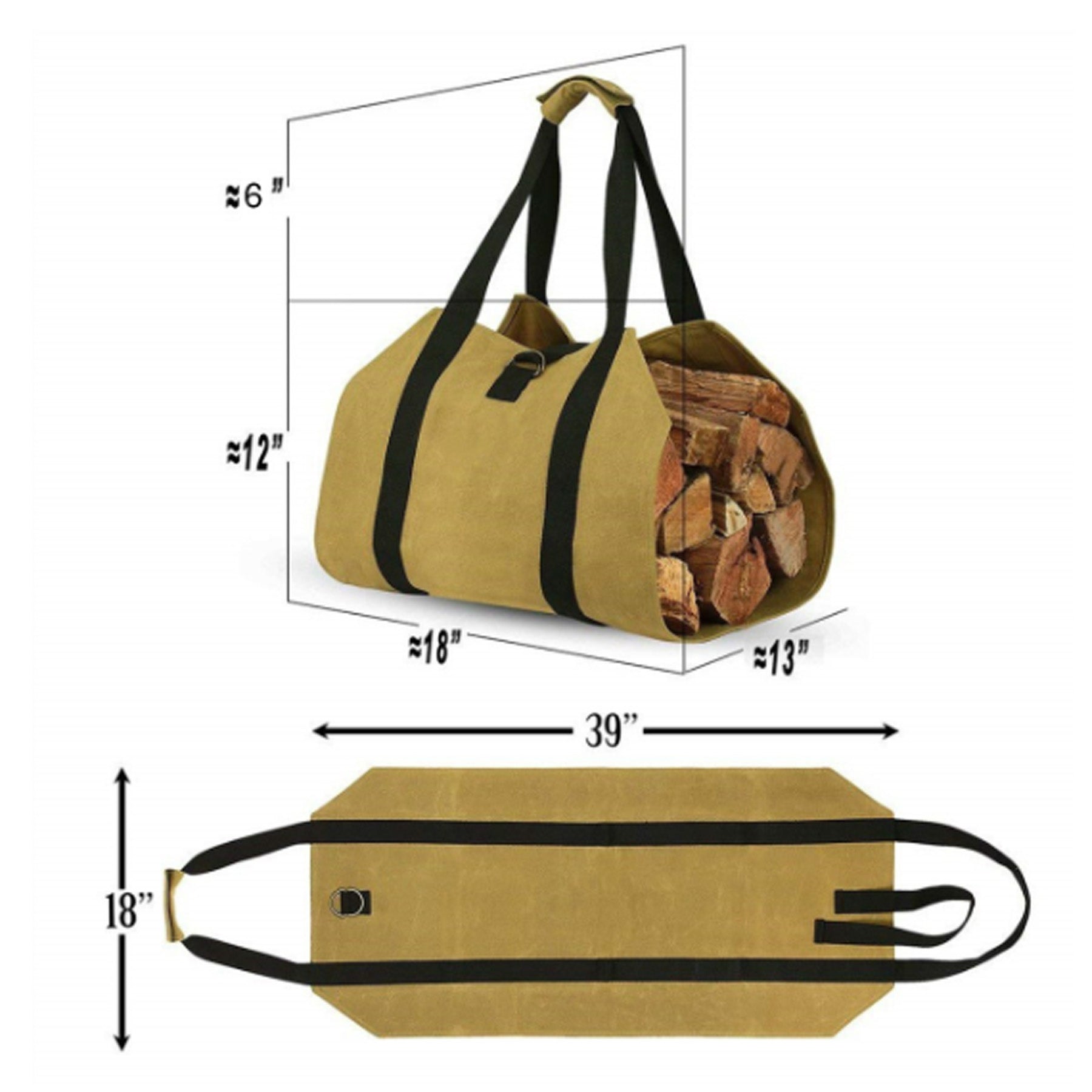 Outdoor Firewood Tote Durable Logging Bag