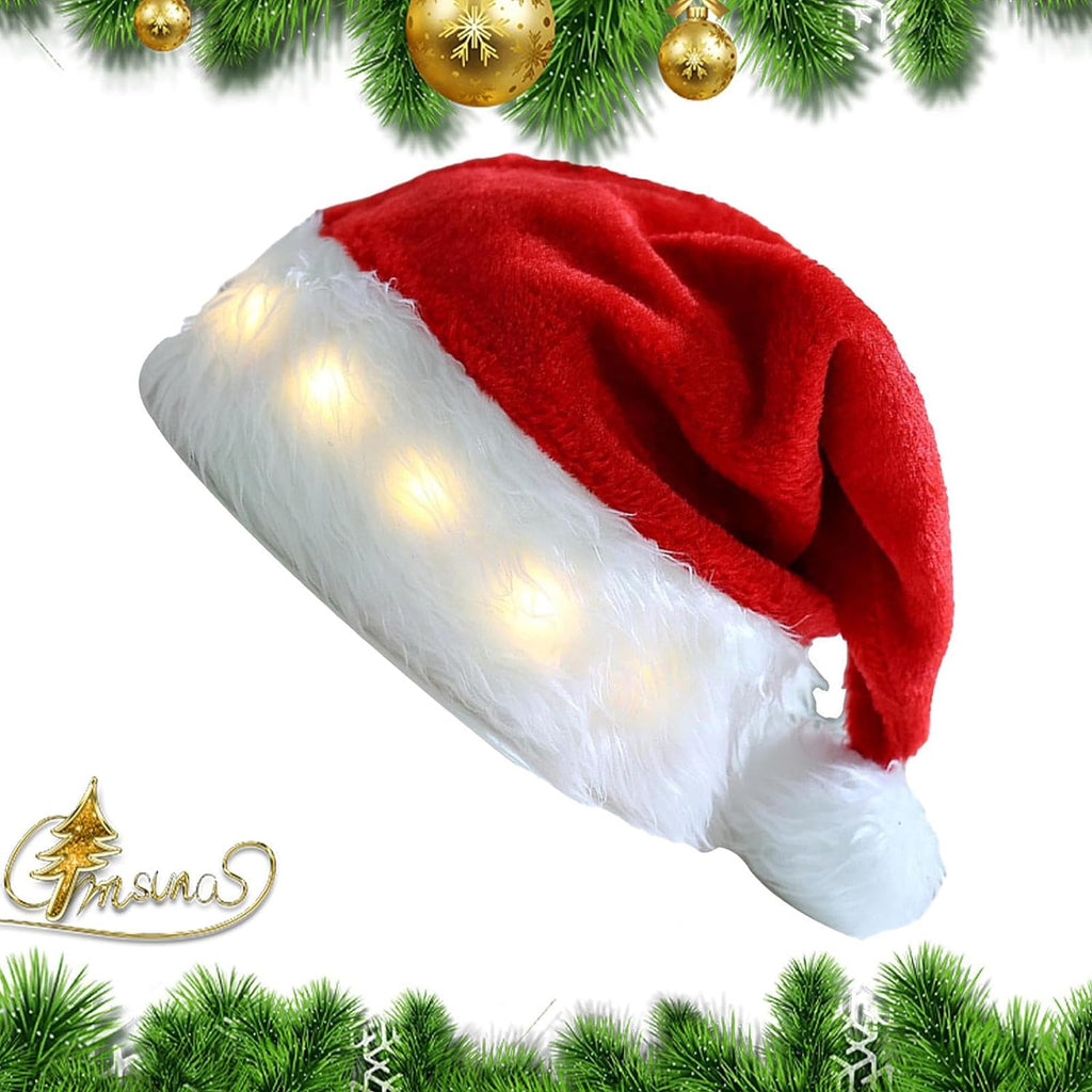 Plush Christmas Hat With Lights