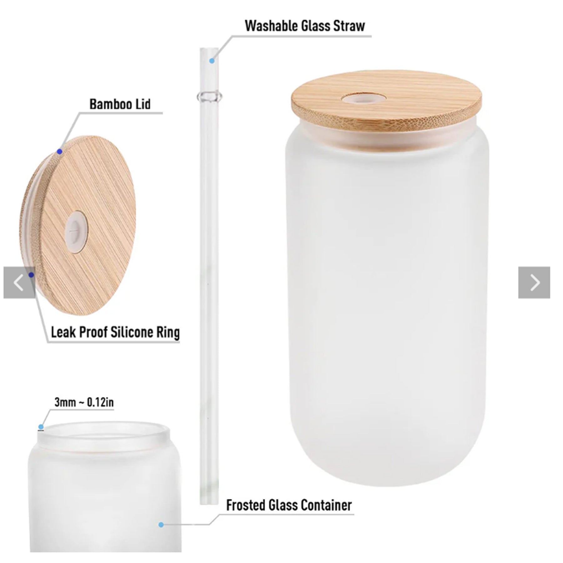 Double Glass Bamboo Lid Mug