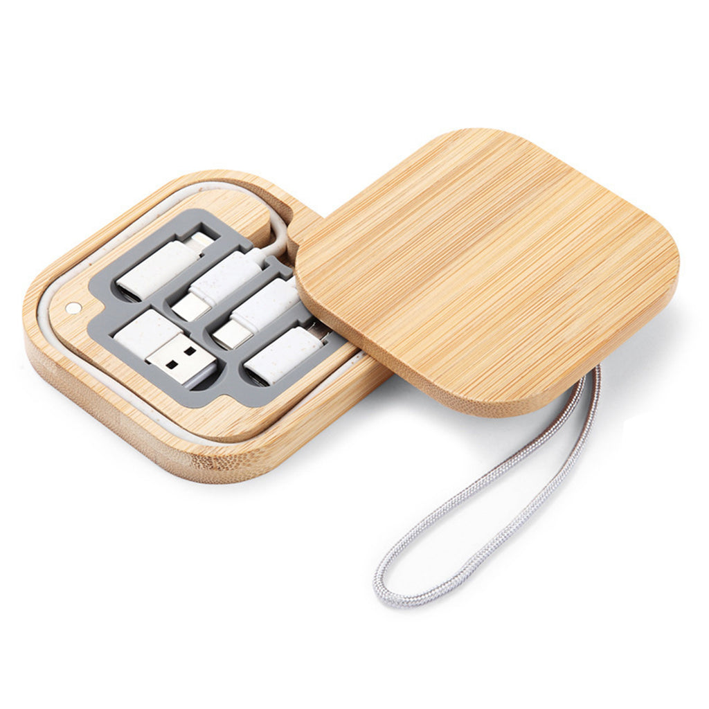 Bamboo Multi-Function Data Cable Storage Box