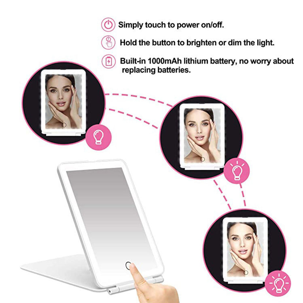 Rechargeable Travel Makeup Mirror With 10X Magnification