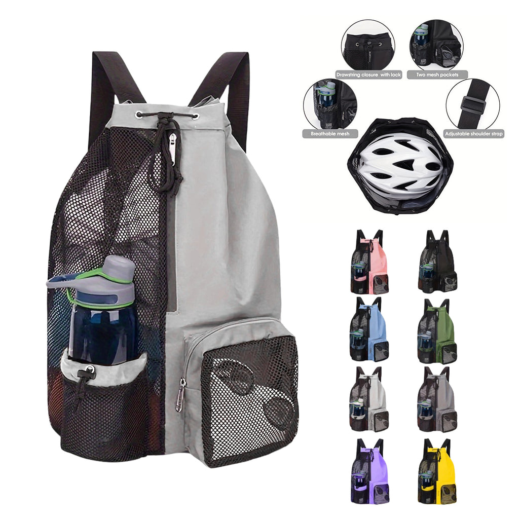 Mesh Drawstring Swim Bag With Wet Pocket For Beach