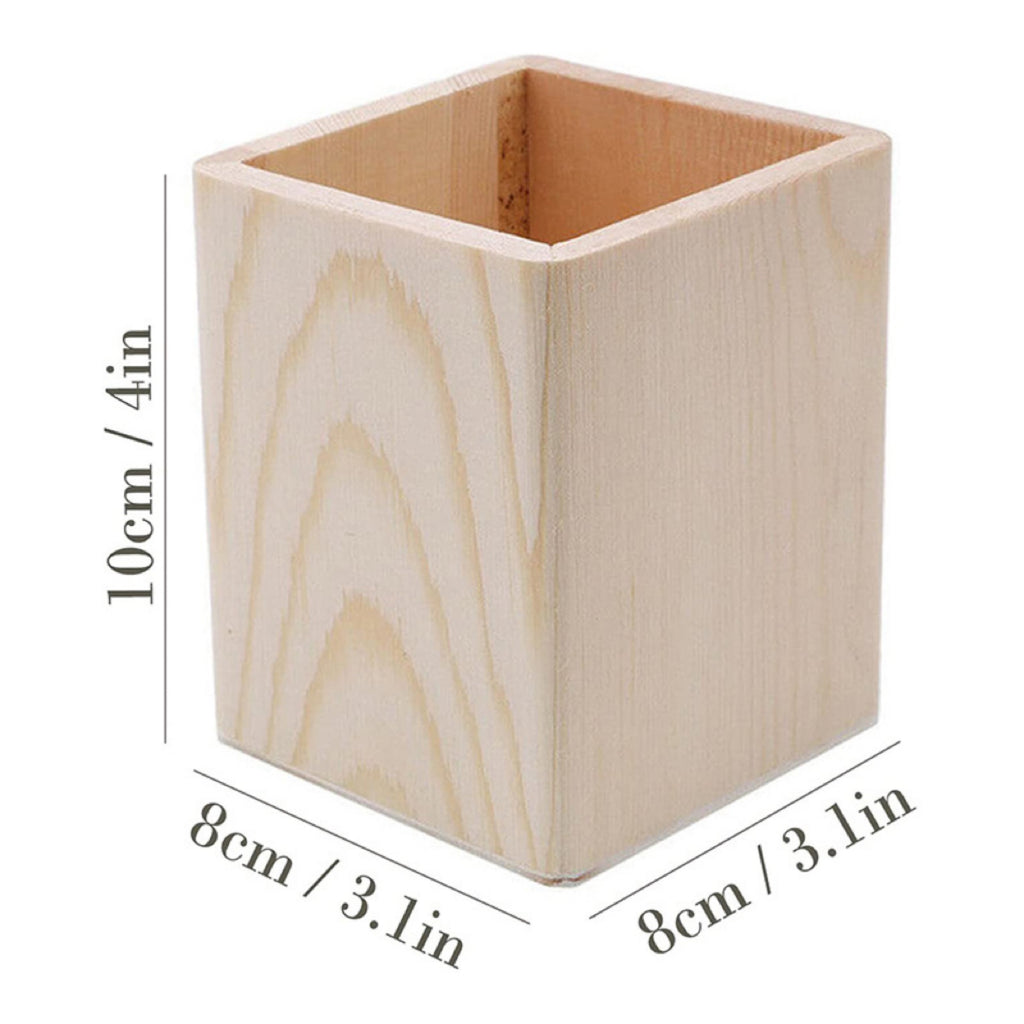 Square Wooden Pen Holder