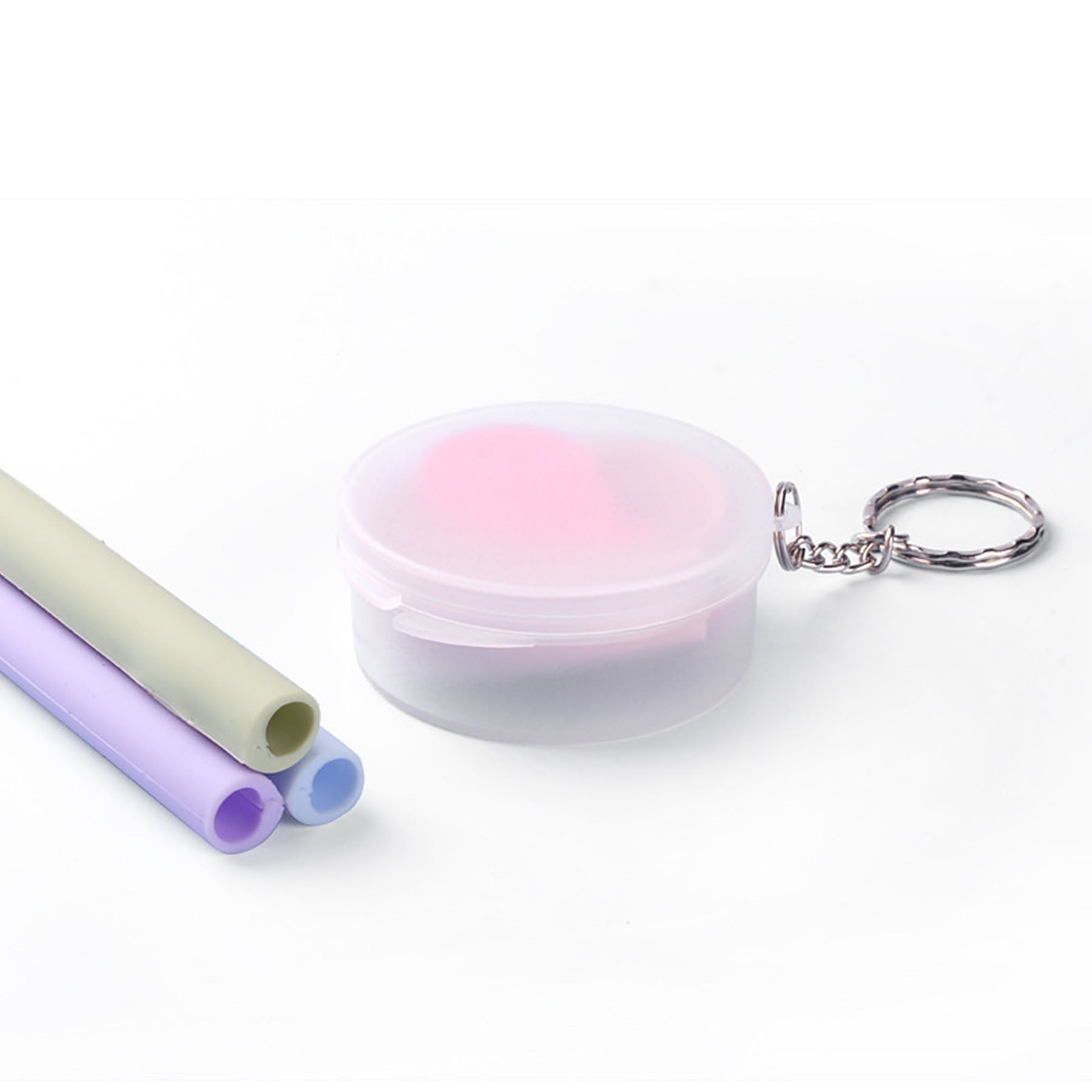 Silicone Straw With Carrying Case & Keyring