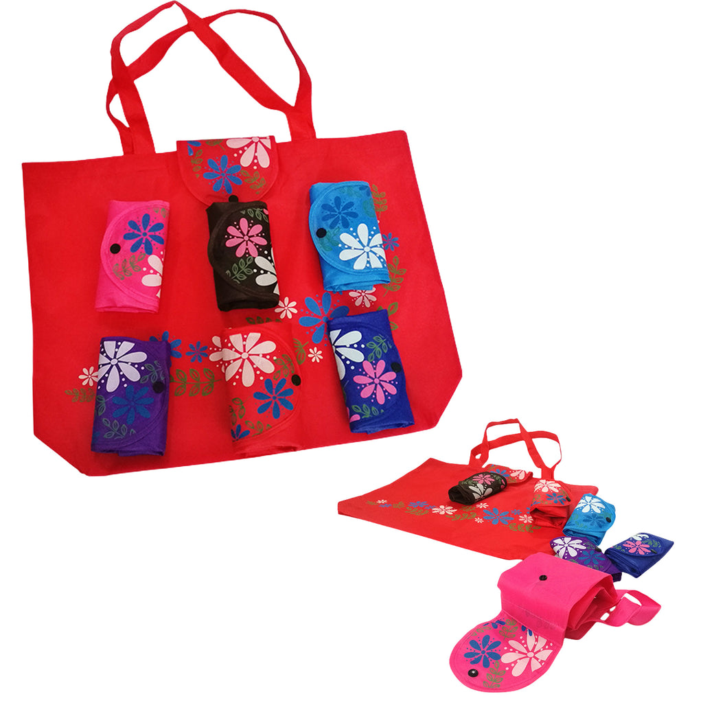 Oxford Cloth Foldable Flower Tote Shopping Bag