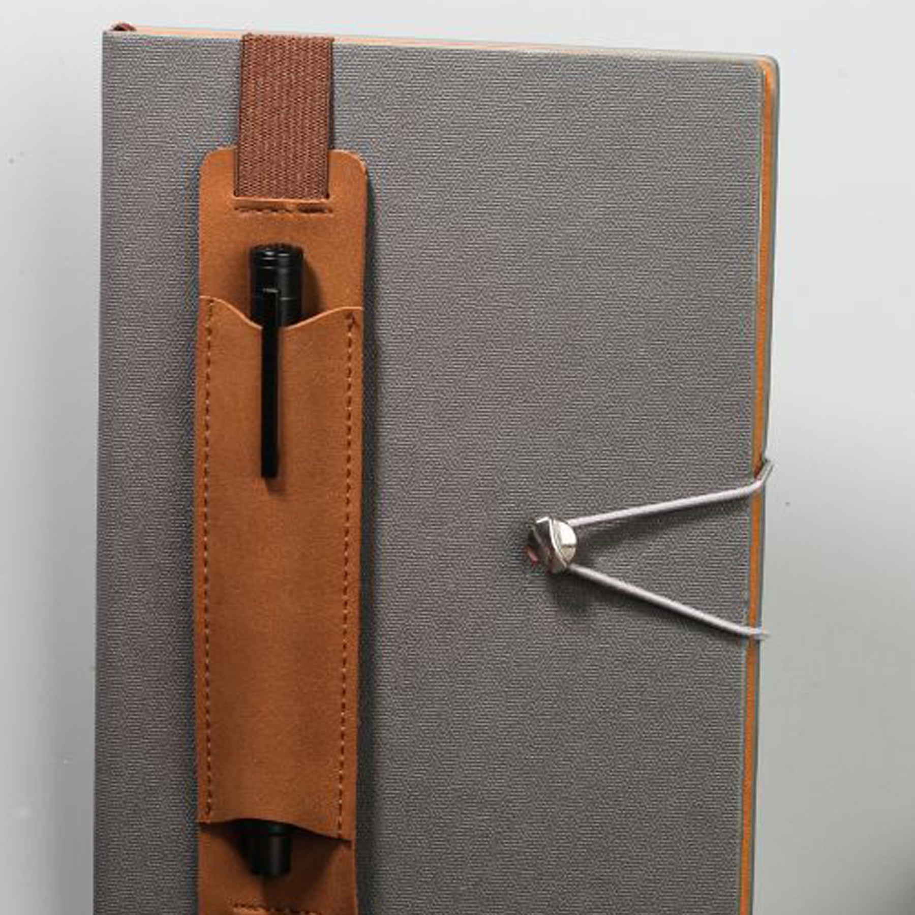 Business Notebook Elastic Belt Pu Leather Pen Bag