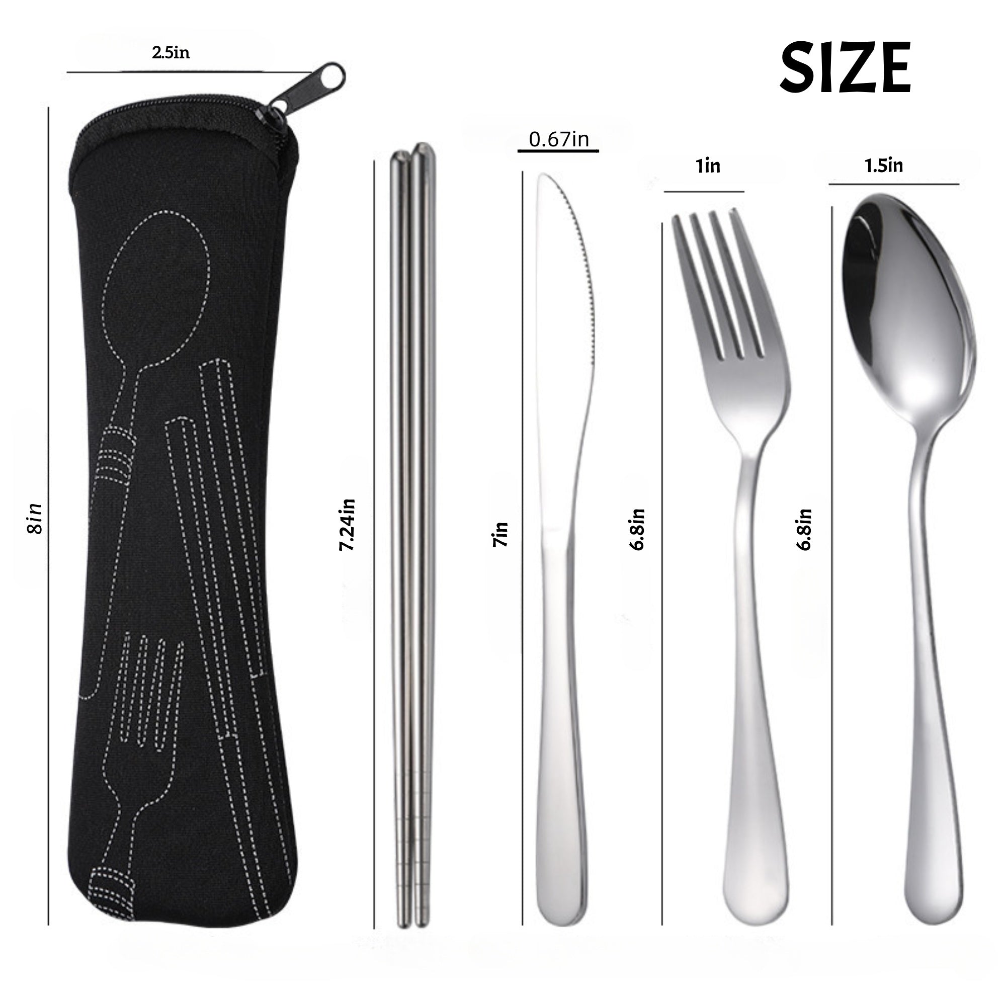Portable Stainless Steel Cutlery 4 Pieces Set