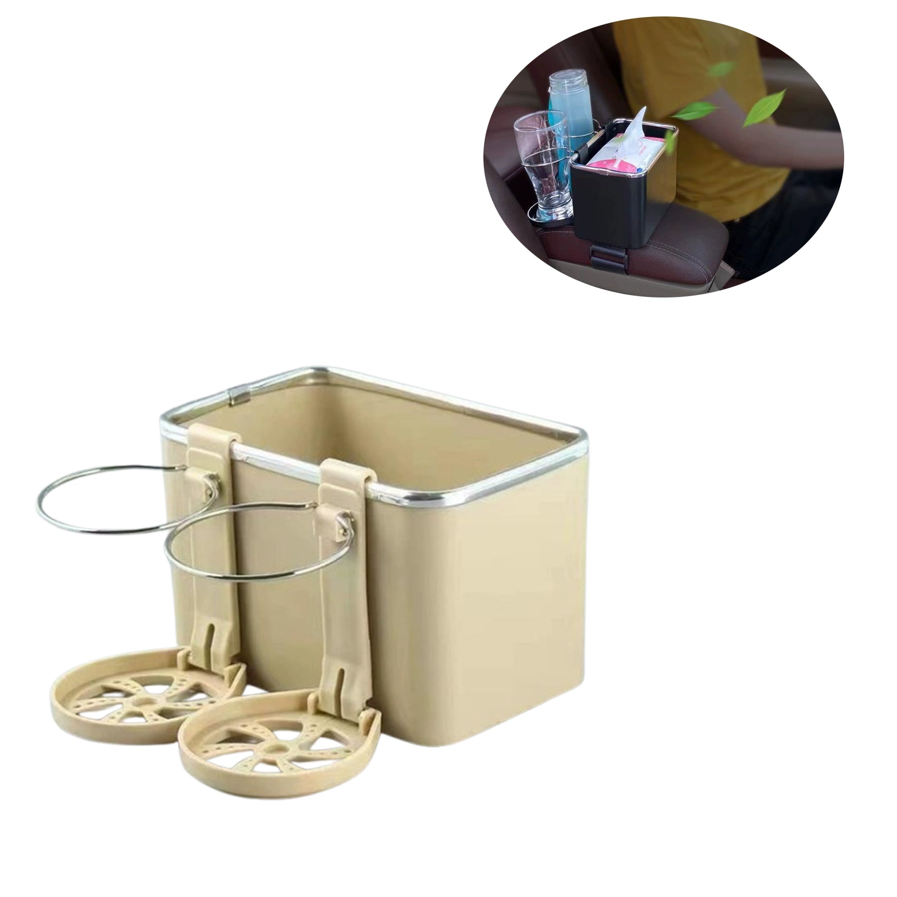 Car Storage Box with Cup Holder