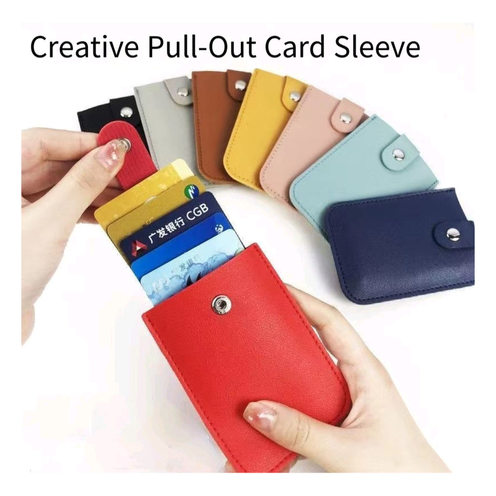 Faux Leather Pull Out Multi Slot Commute Card Holder