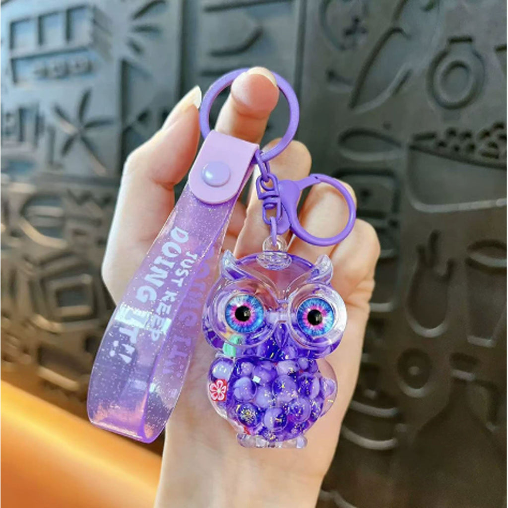 Acrylic Bubble Bead Owl Keychain Cute Bag Charm Car Key Ring