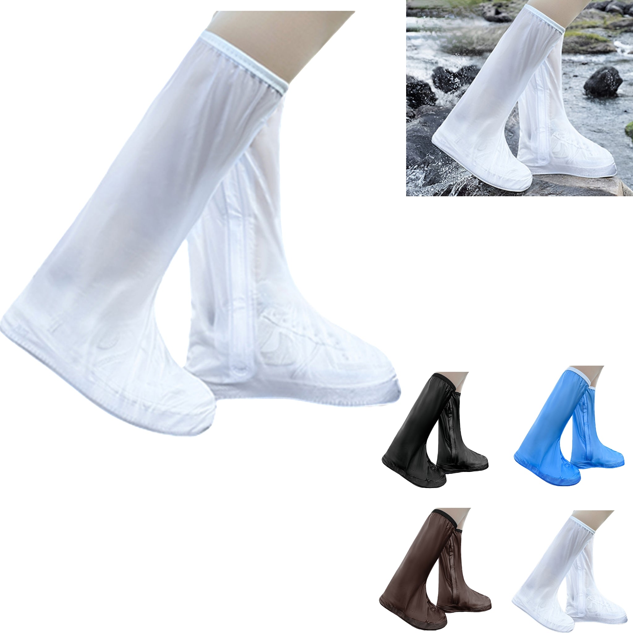Waterproof PVC Tall Boot Covers Slip Resistant Rain