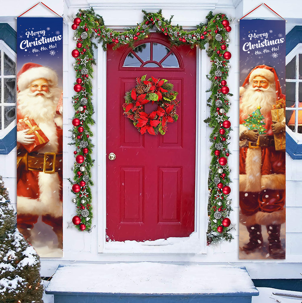 Christmas Door Decorations Xmas Porch Banner Hanging Banners Couplet