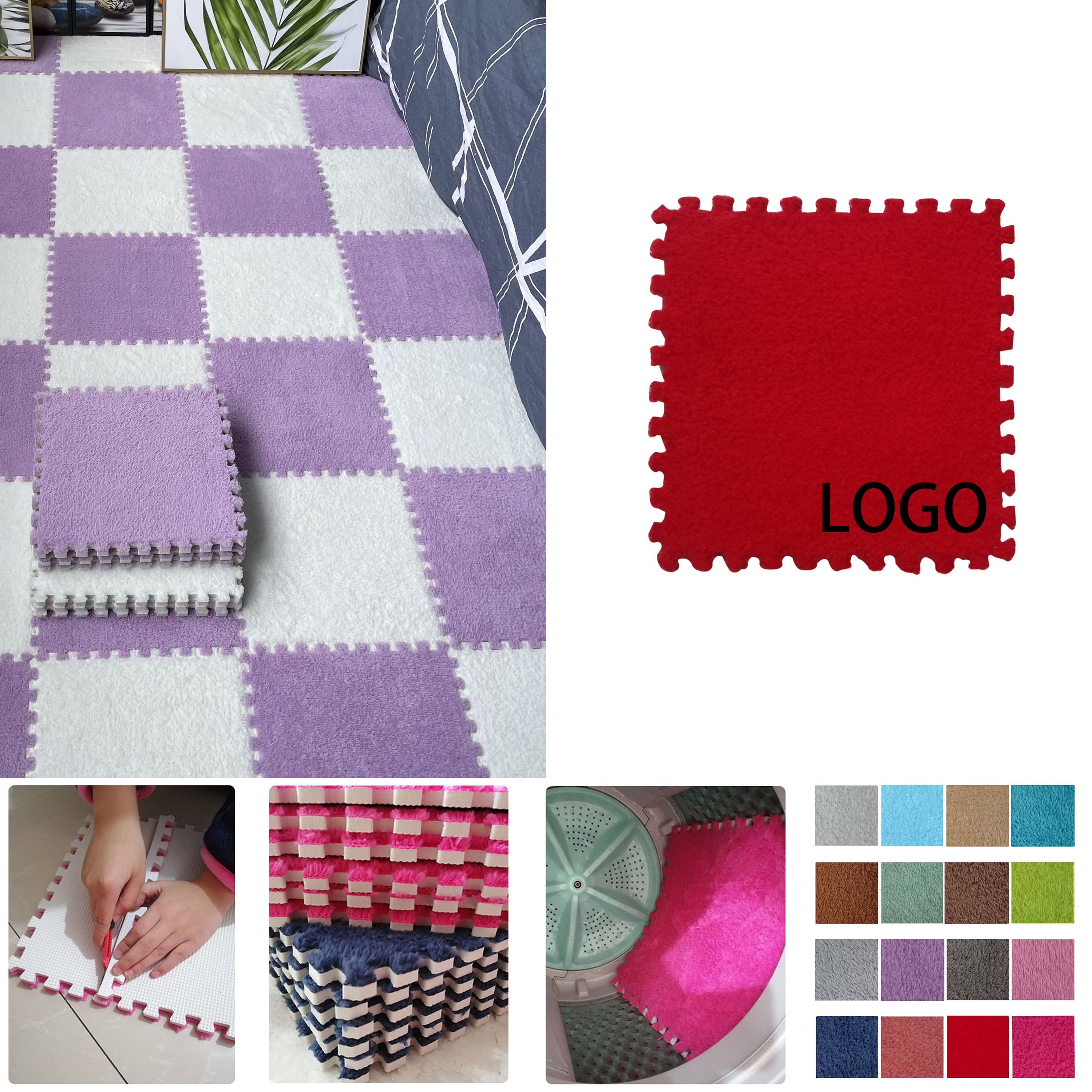 Tatami Style Foam Plush Patchwork Carpet