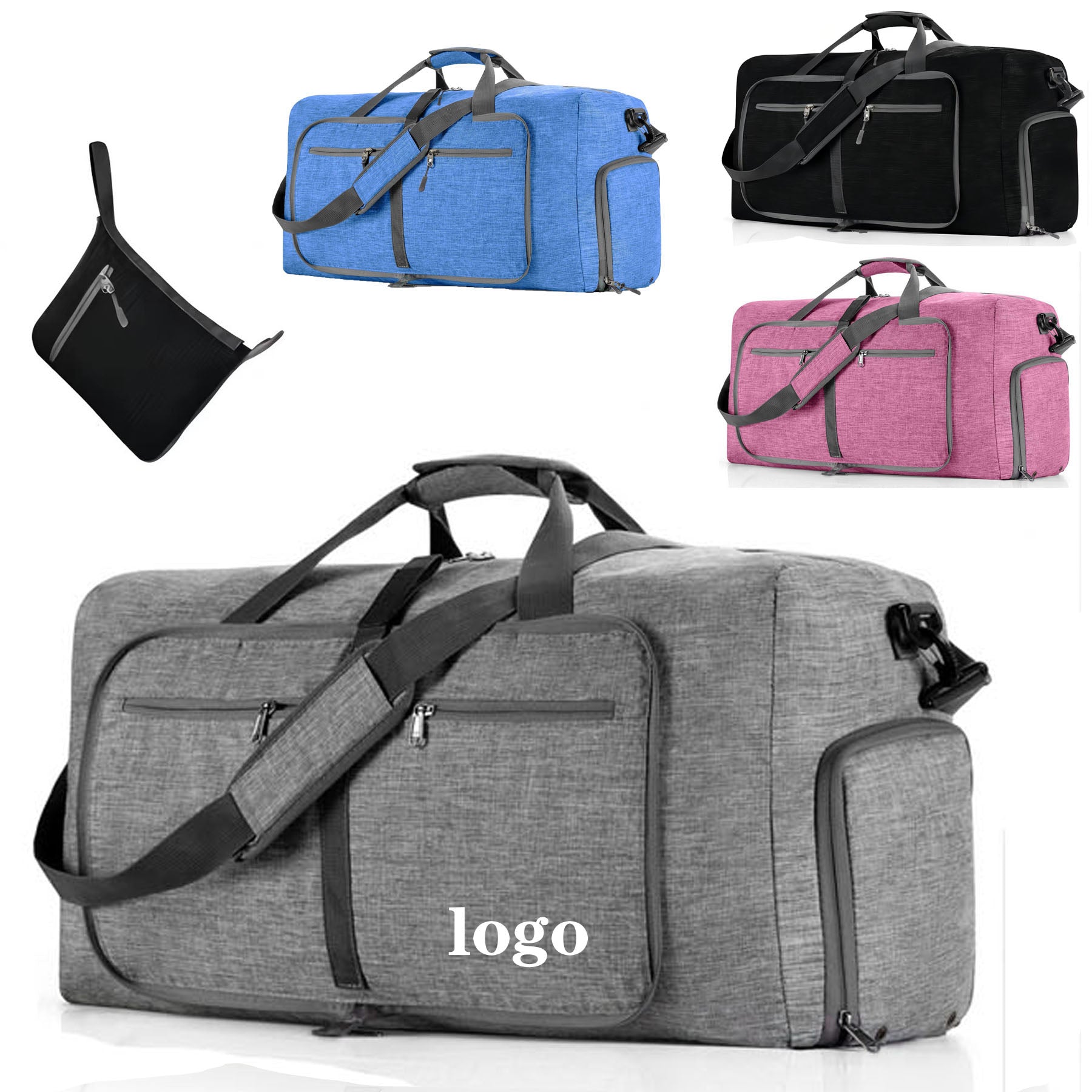 Large Foldable Travel Duffle Bag with Shoes Compartment