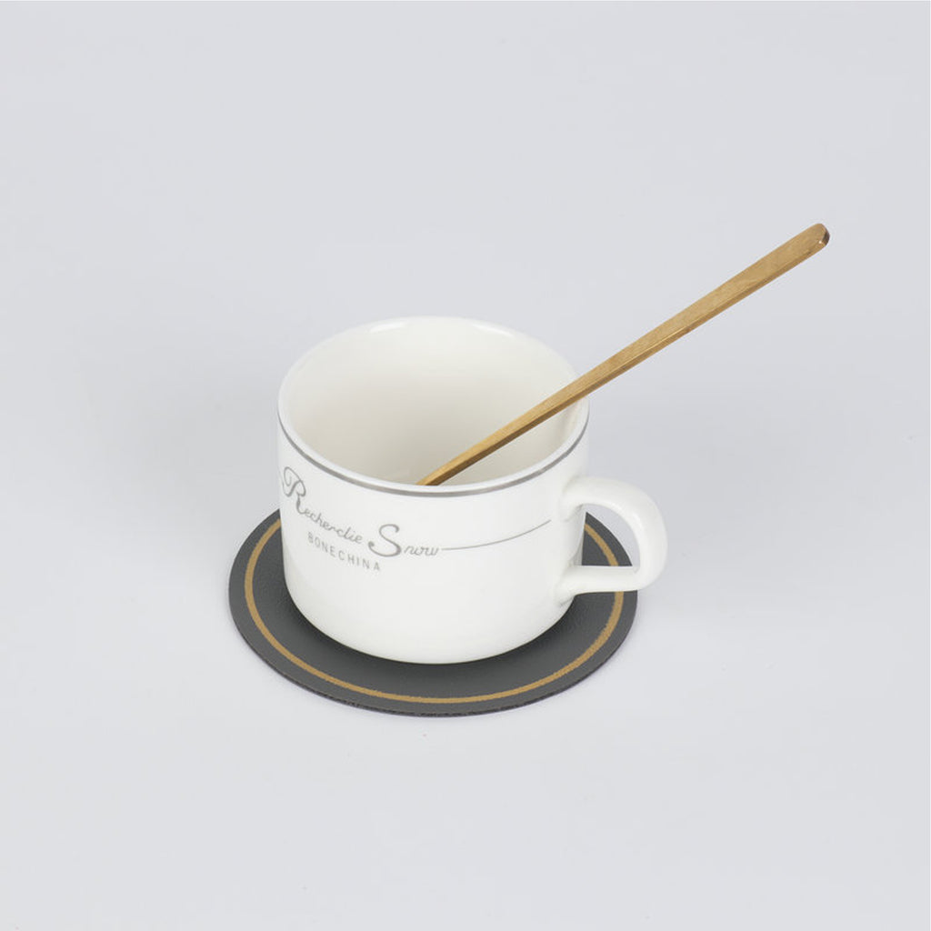 Gold Rim Round Insulated Coffee Coaster