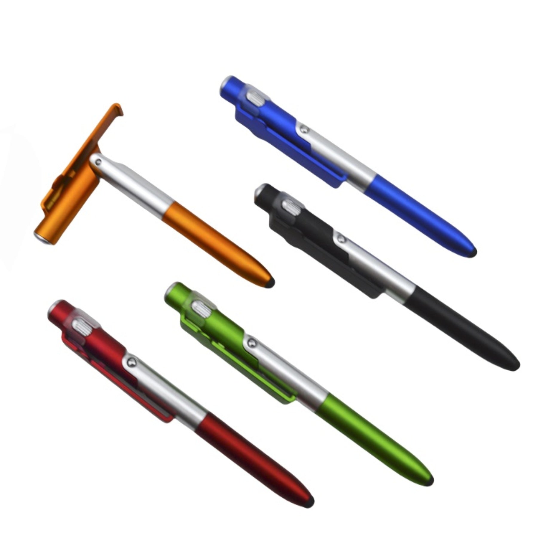 4-In-1 Abs Multifunctional Ballpoint Pen W/Led Light & Stylus & Phone Holder Stand