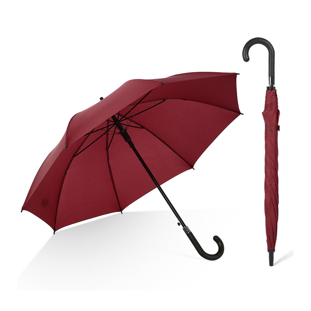 Executive Umbrella With Curved Faux Leather Handle