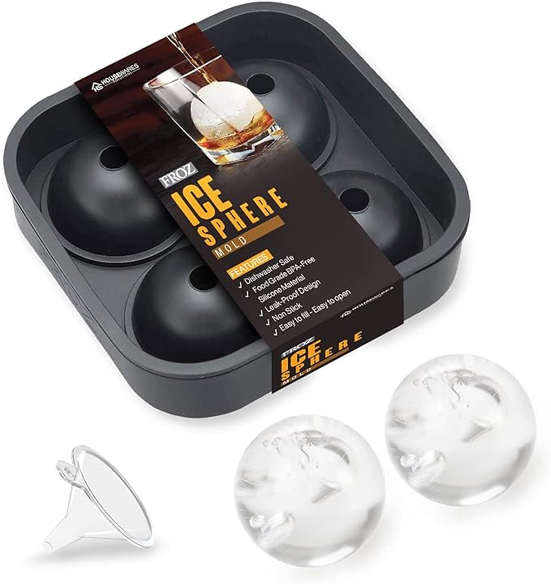 4 Grid Round Silicone Ice Crate With Funnel Ice Box Mould