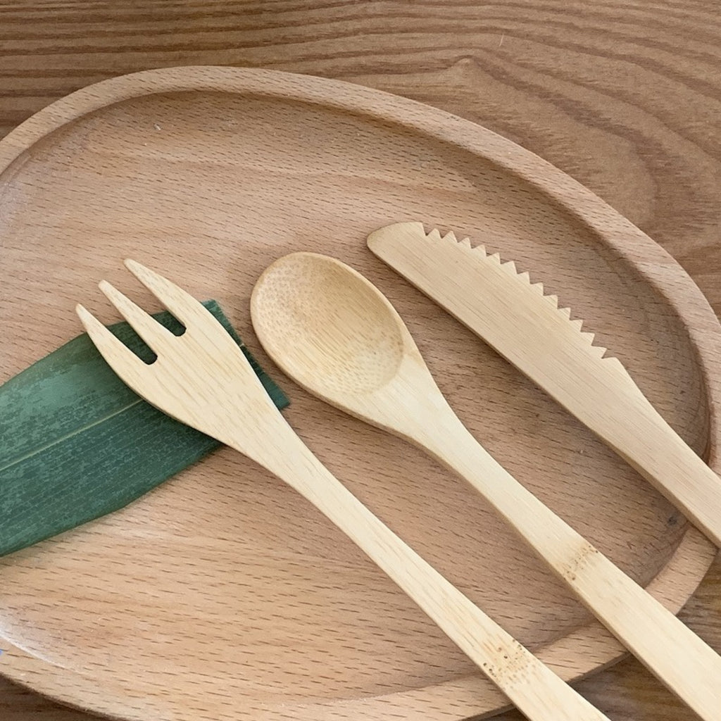 3 Piece Bamboo Cutlery Set