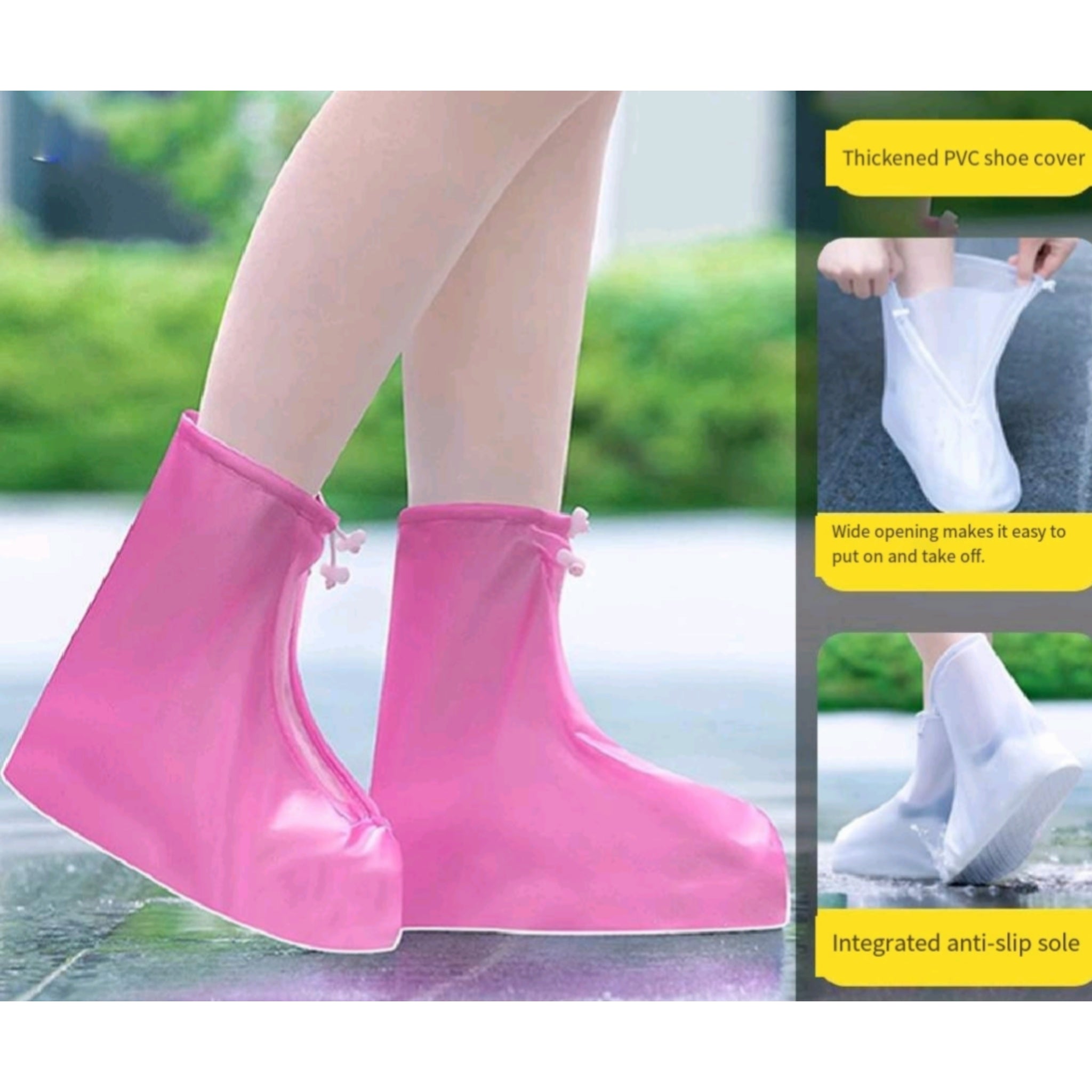 Waterproof Pvc Overshoes Slip Resistant All Sizes