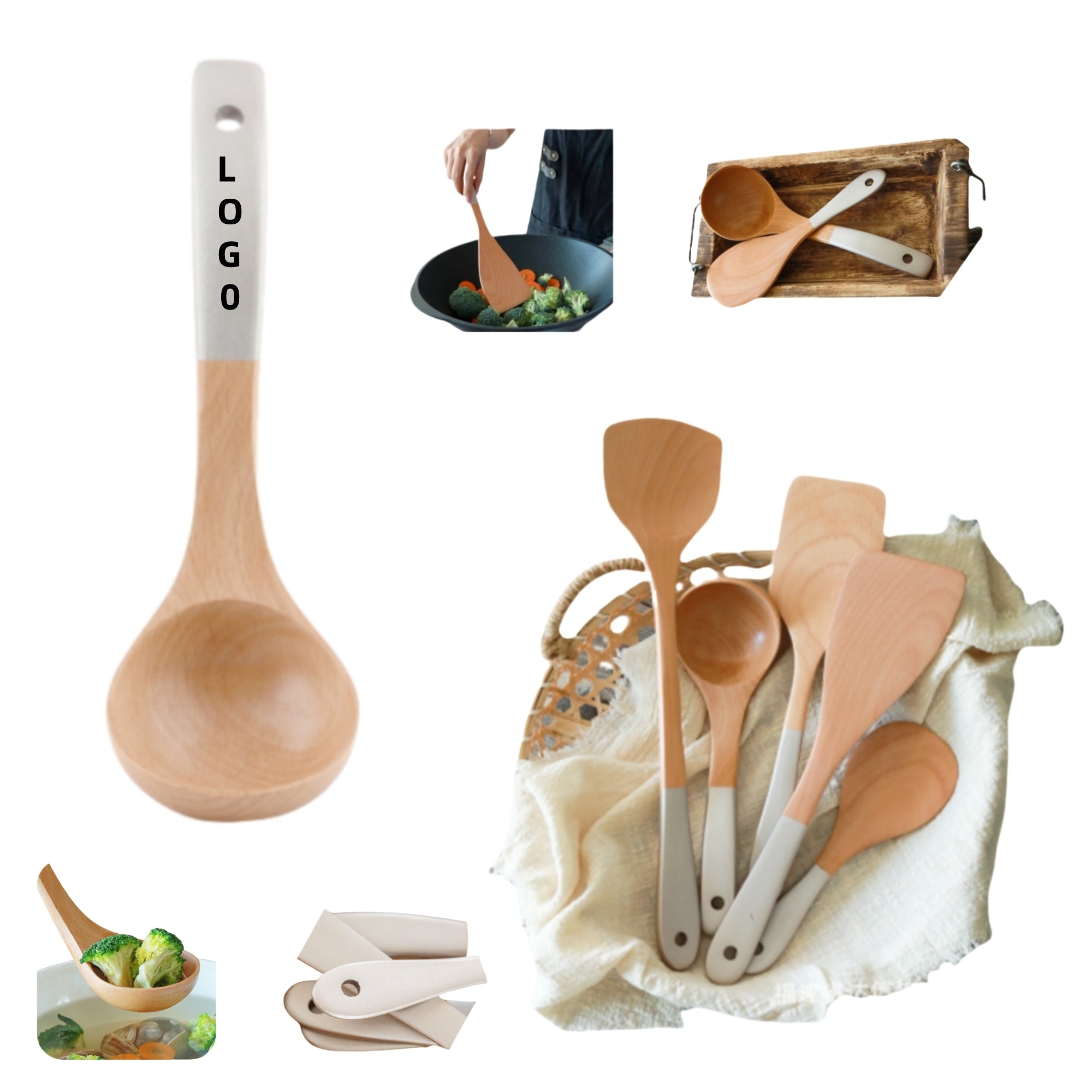 5 Piece Set Of Natural log Wooden Spatulas