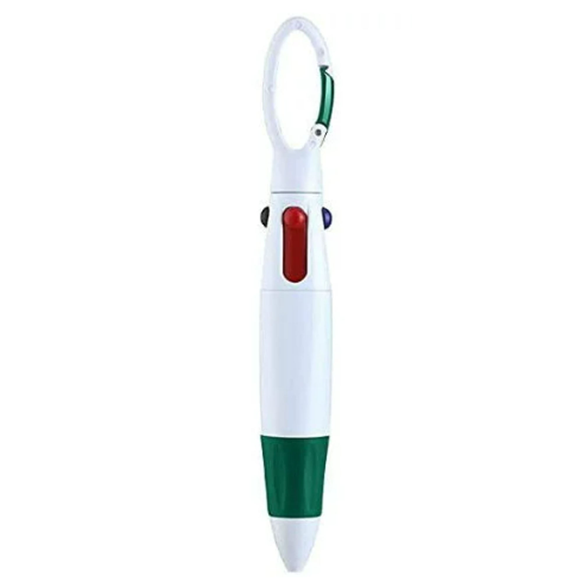 4 Color Retractable Ballpoint Pen with Carabiner Clip