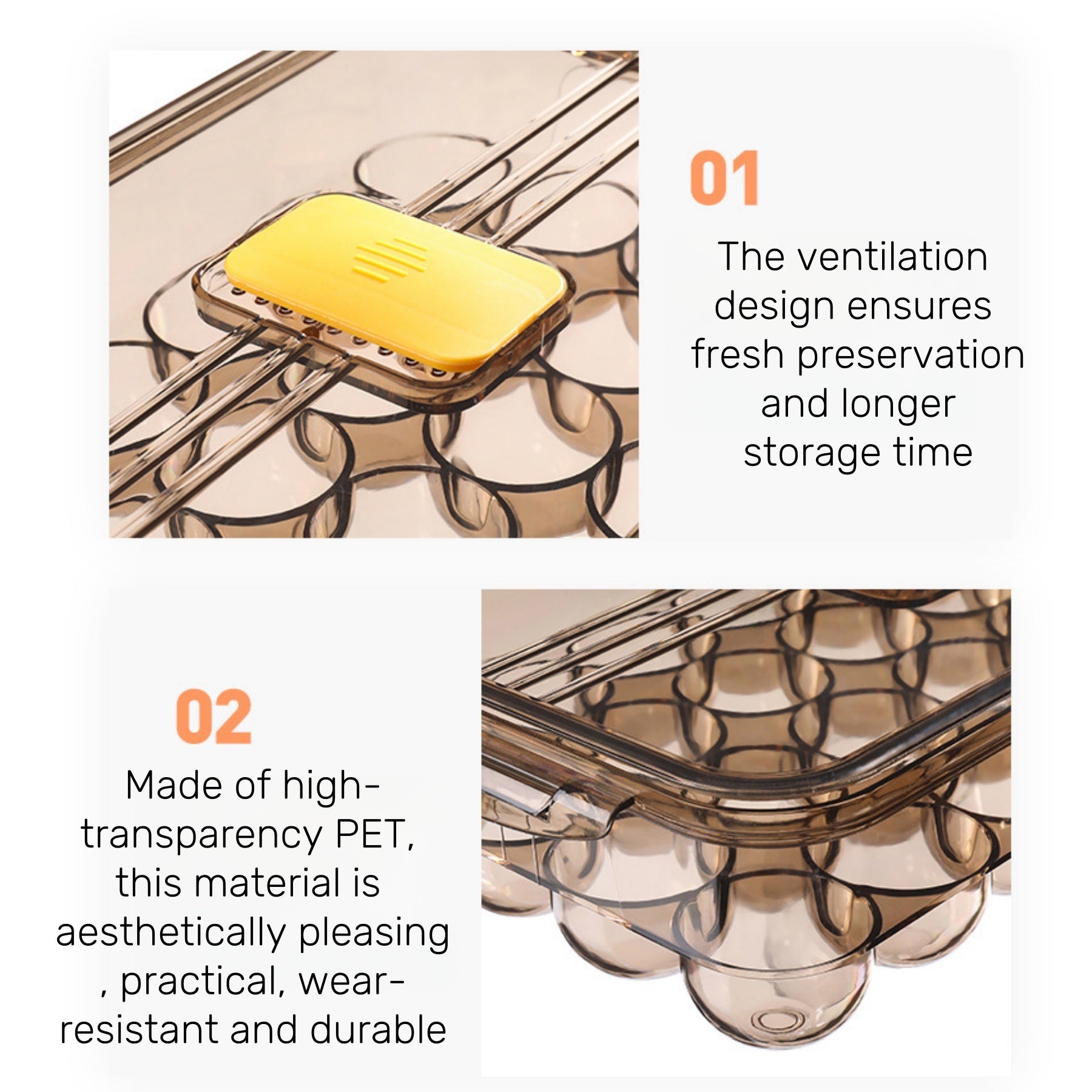Food-Grade PET Refrigerator Fresh-Keeping Egg Storage Box