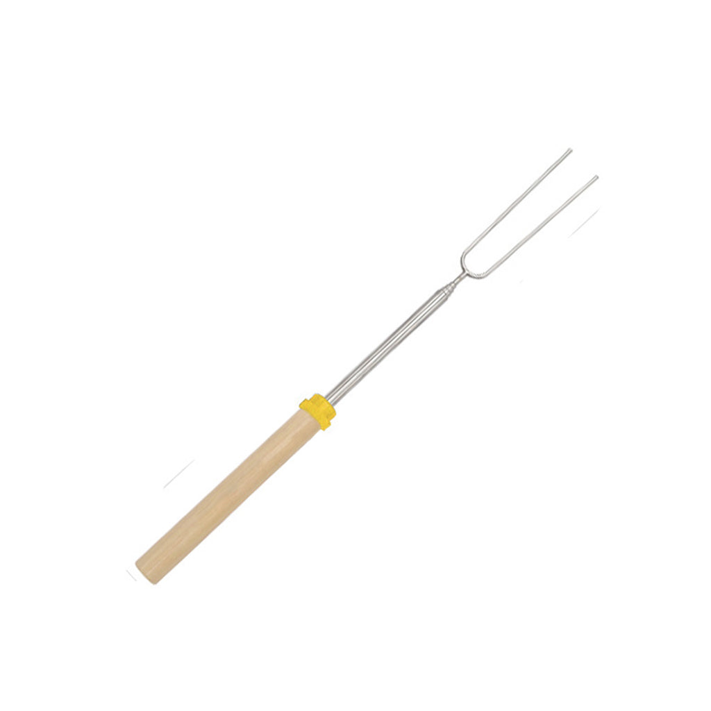 Stainless Steel Telescopic Wooden Handle Barbecue Fork