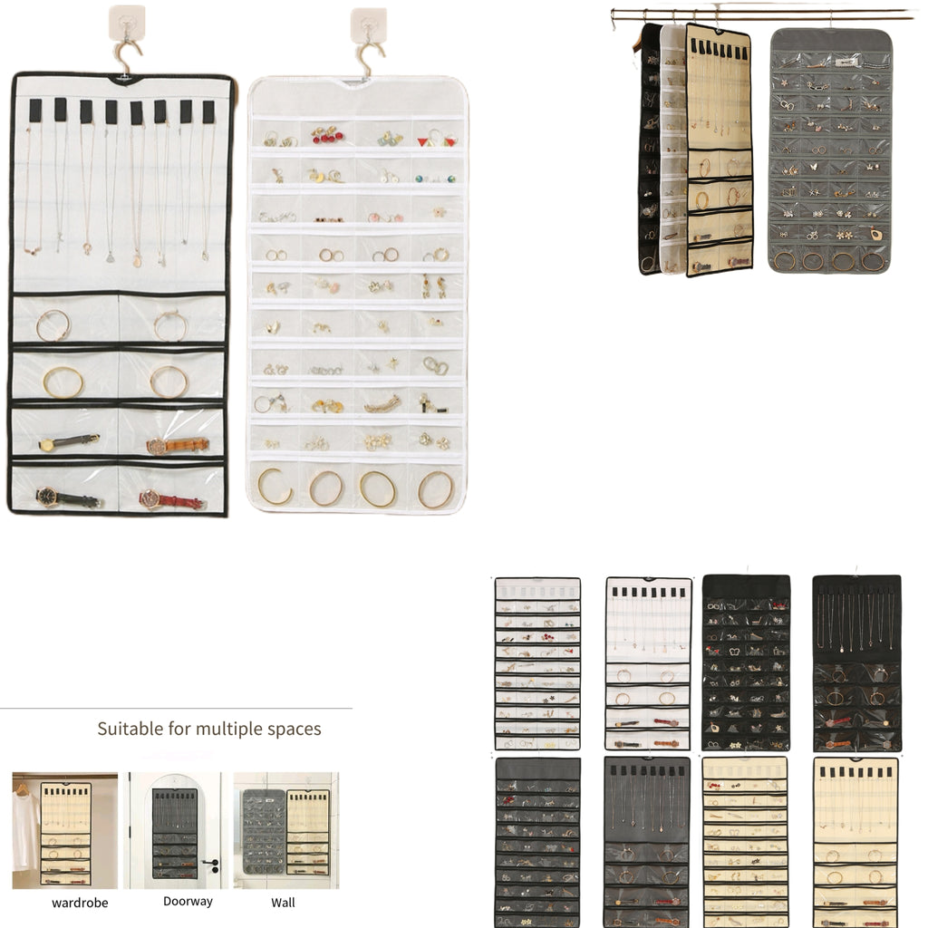 Double Sided Clear Jewelry Organizer Hanging Bag
