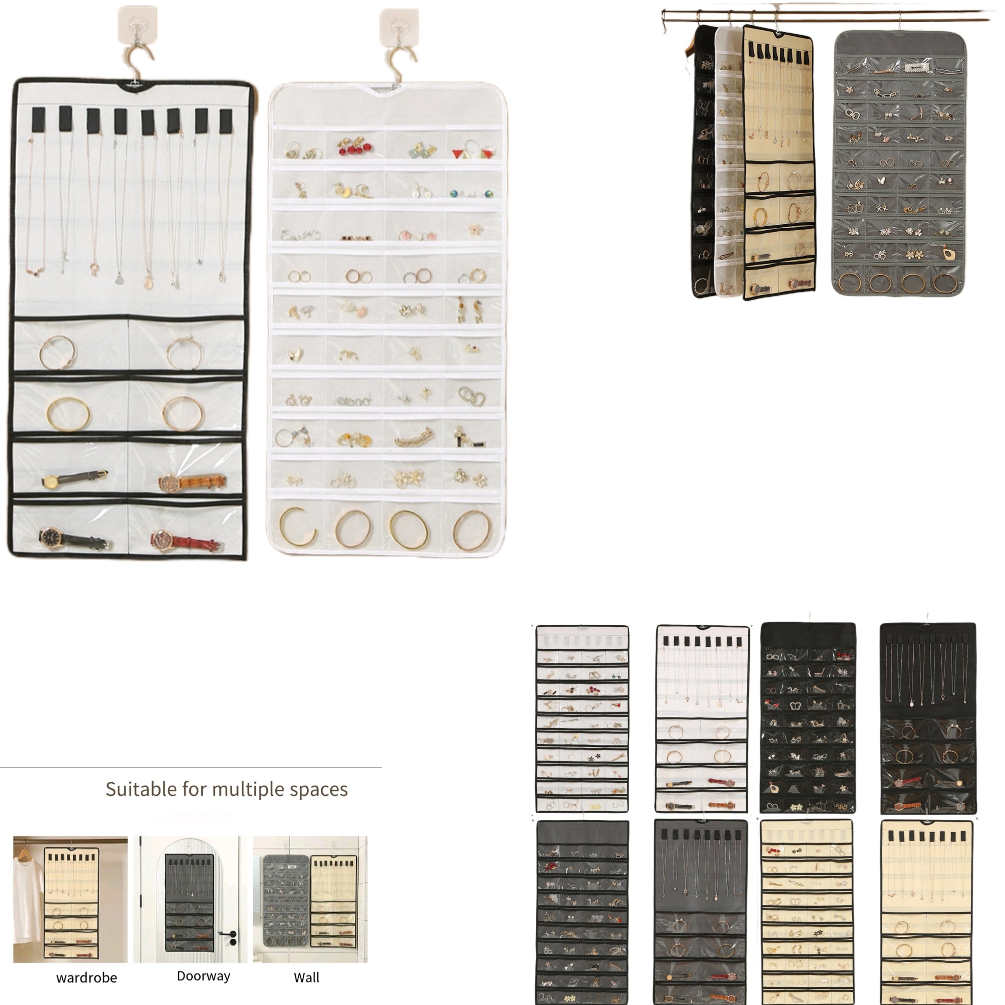 Double Sided Clear Jewelry Organizer Hanging Bag