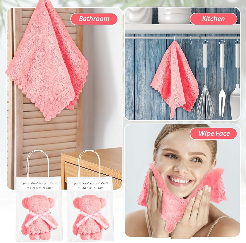 Coral Fleece Creative Bear Shaped Towel With Gift Bag
