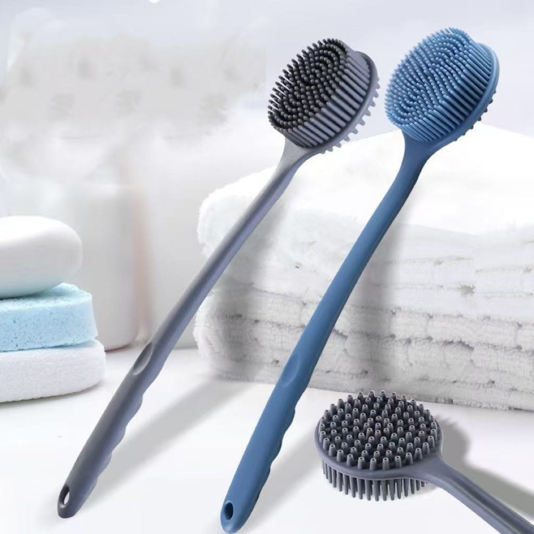 Long-Handled Silicone Shower Brush