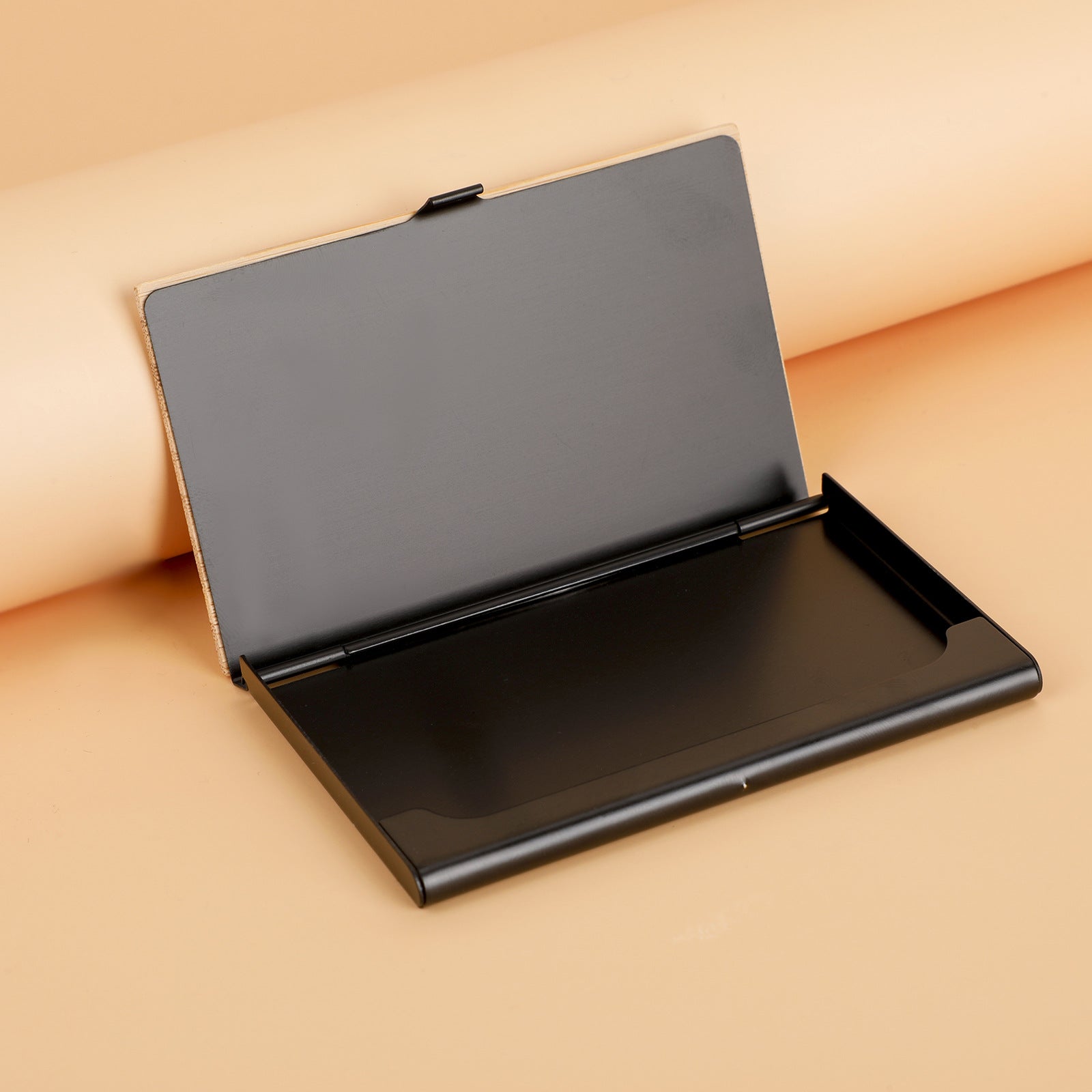 Wood Grain Metal Business Card Holder