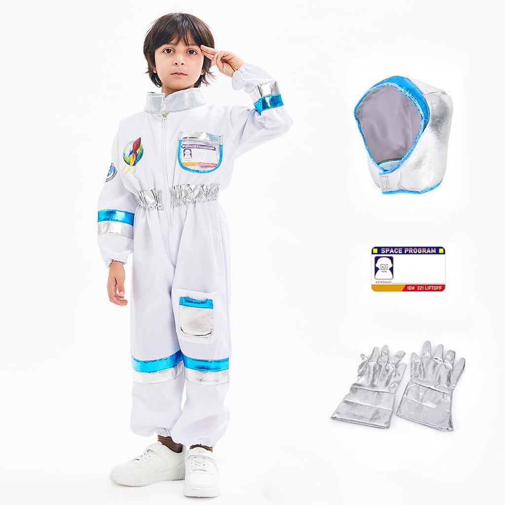 Kids Astronaut Costume Halloween NASA Suit Gloves Attached