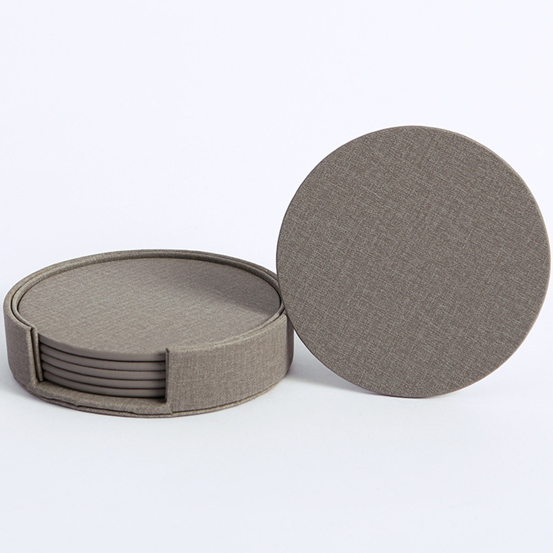 Round Leather Double Sided Insulated Coaster Set