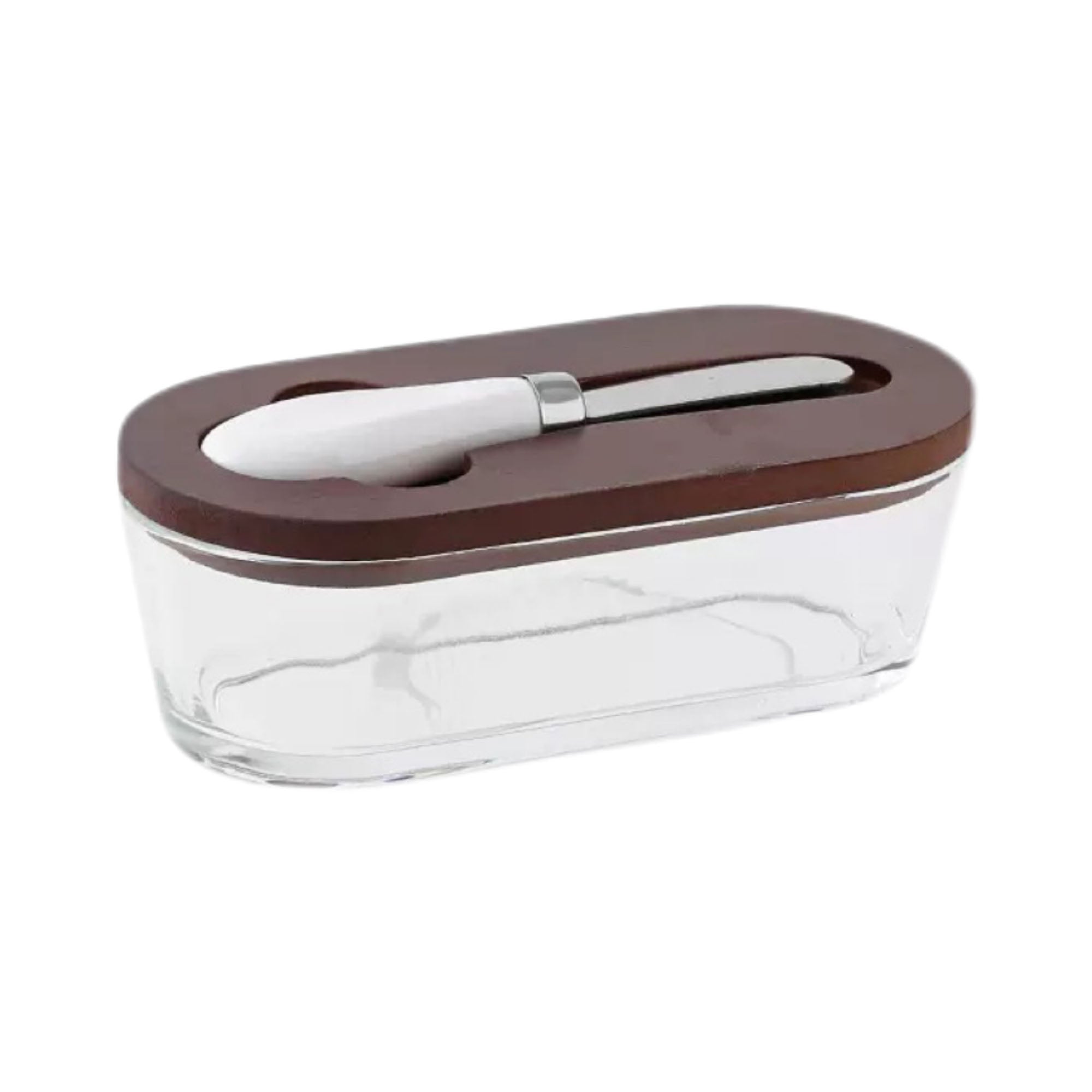 Airtight Rectangular Butter Container with Lid and Spatula