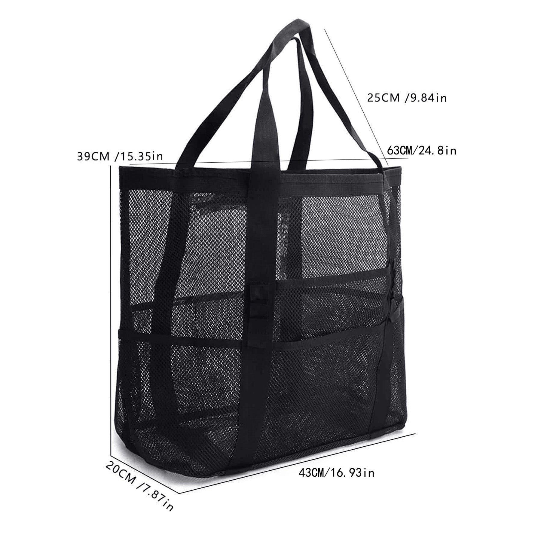 Large Mesh Beach Tote with Zipper Pocket for Pool Toys