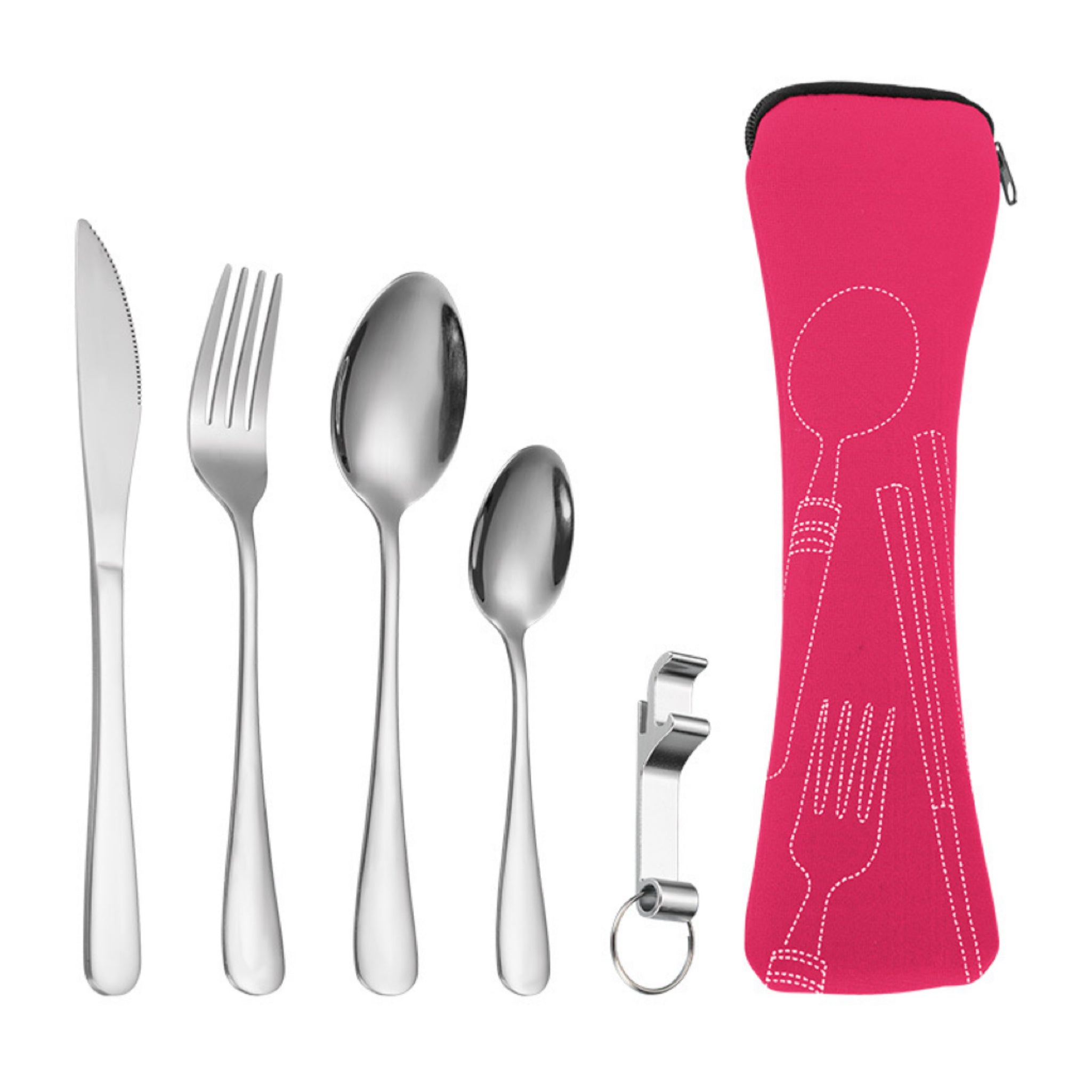 Outdoor Camping Portable Stainless Steel Utensil Set, 5-Piece
