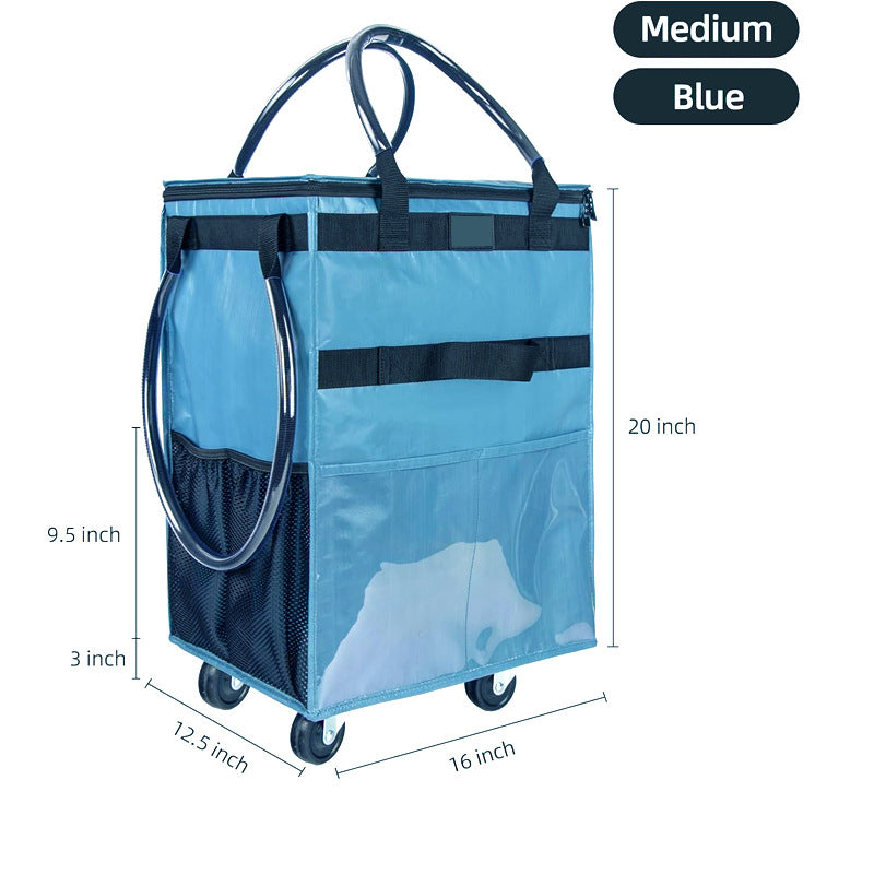 Foldable Large - capacity Supermarket Shopping Bag Trolley
